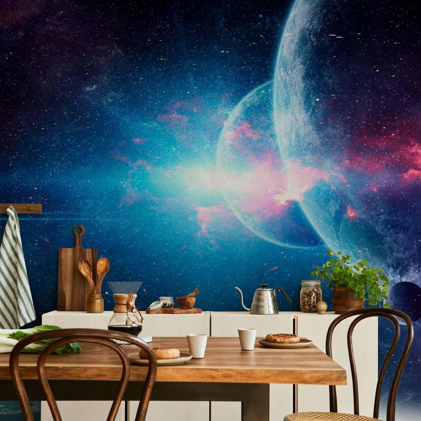 artgeist Wall Mural Cosmos 77x55 in - Peel and Stick Self-Adhesive Wallpaper Removable Large Sticker Foil Wall Decor Print Stars Solar System Universe Space b-C-10047-a-a