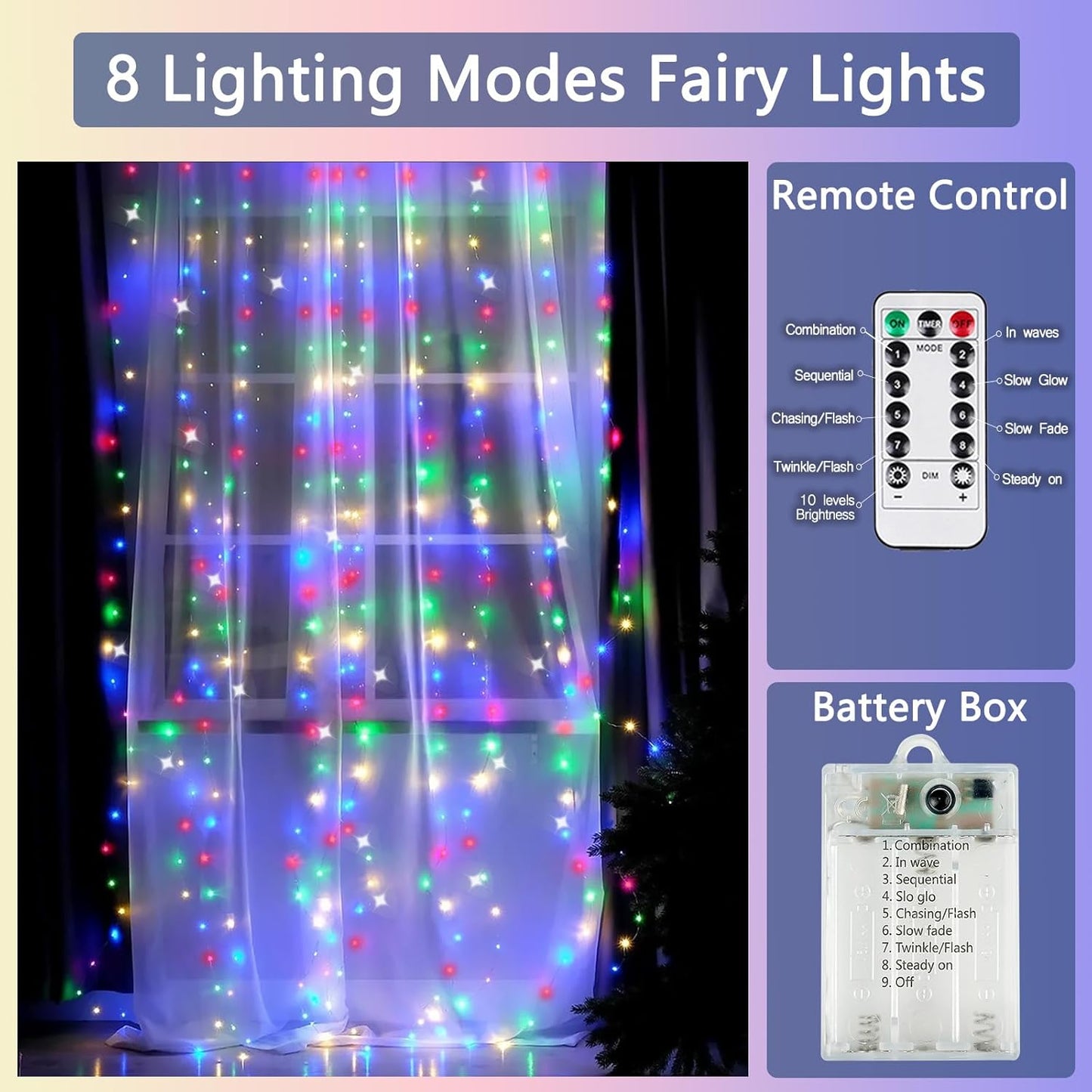 4 Pack Fairy Lights Battery Operated with Remote Control Timer, 26 FT 80 LED String Lights Outdoor Indoor, 8 Mode Twinkle Lights for Christmas Party Wedding Birthday Bedroom Decorations (Multicolor)
