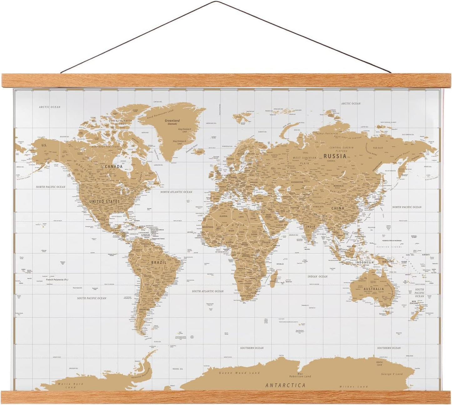 FALAMON Magnetic Poster Hanger Frame, 48x36 48x24 48x32 Teak Wood Magnet Poster Frame for Posters, Prints, Photos, Pictures, Maps, Scrolls, and Canvas Artwork