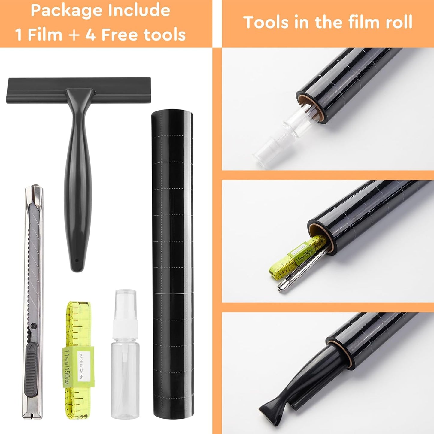 Kromapolis Blackout Window Privacy Film Total Light Blocking Room Darkening Window Covering, Removable Static Cling Frosted Glass Tint, Non-Adhesive, Black 29.5'' x 118.1''