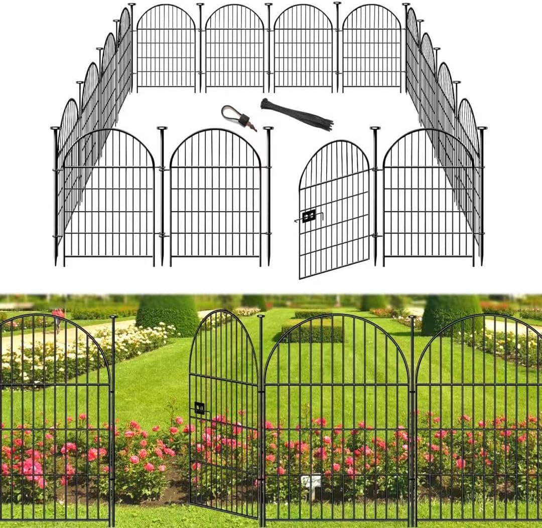 Garden Fencing 36 Inch High with Gate, 14 Panels Garden Fence Total 30.6 Ft(L),No Dig Animal Barrier, Rustproof Metal Wire Garden Fences and Borders for Dogs, Rabbits, Flower Bed Fencing