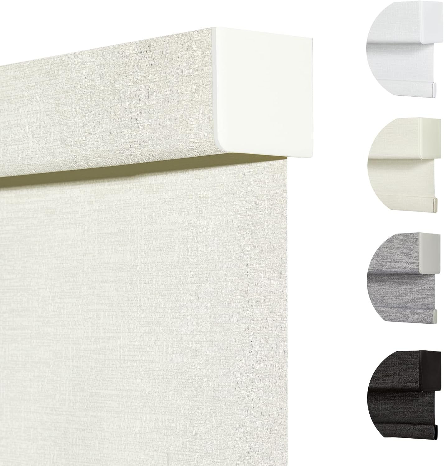 Persilux Blackout Shades for Windows Cordless Roller Blinds, Roller Windows Shades for Home with Fabric Attached Valance, UV Protections Easy Installation for Door/Office, Limestone(71" W x 48" H)