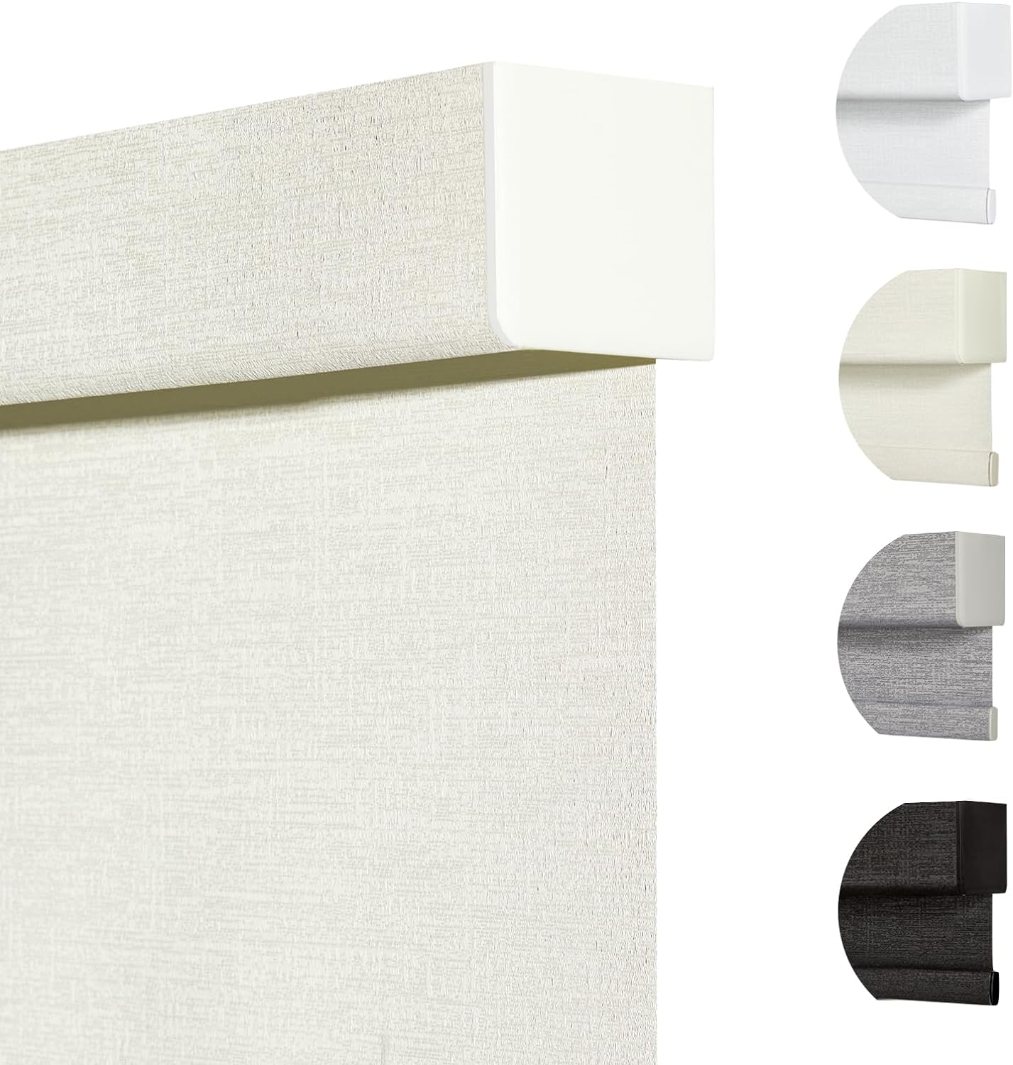 Persilux Blackout Shades for Windows Cordless Roller Blinds, Roller Windows Shades for Home with Fabric Attached Valance, UV Protections Easy Installation for Door/Office, Limestone(86" W x 72" H)