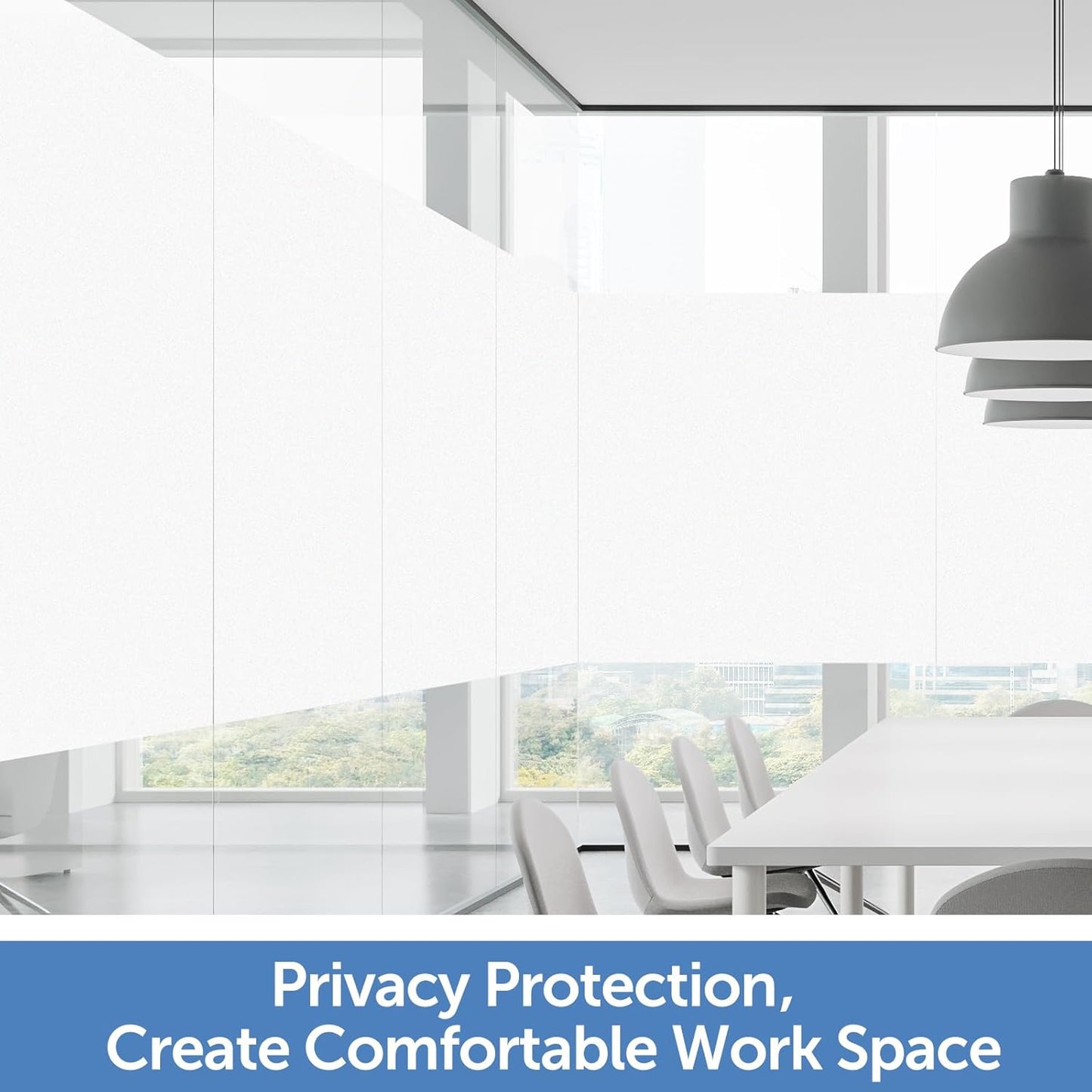 HIDBEA Frosted Window Privacy Film - Non Adhesive Static Cling Glass Stickers Sun UV Blocking Heat Control Door Covering Decals for Home Office, Frosted White, 11.8 x 78.7 Inch