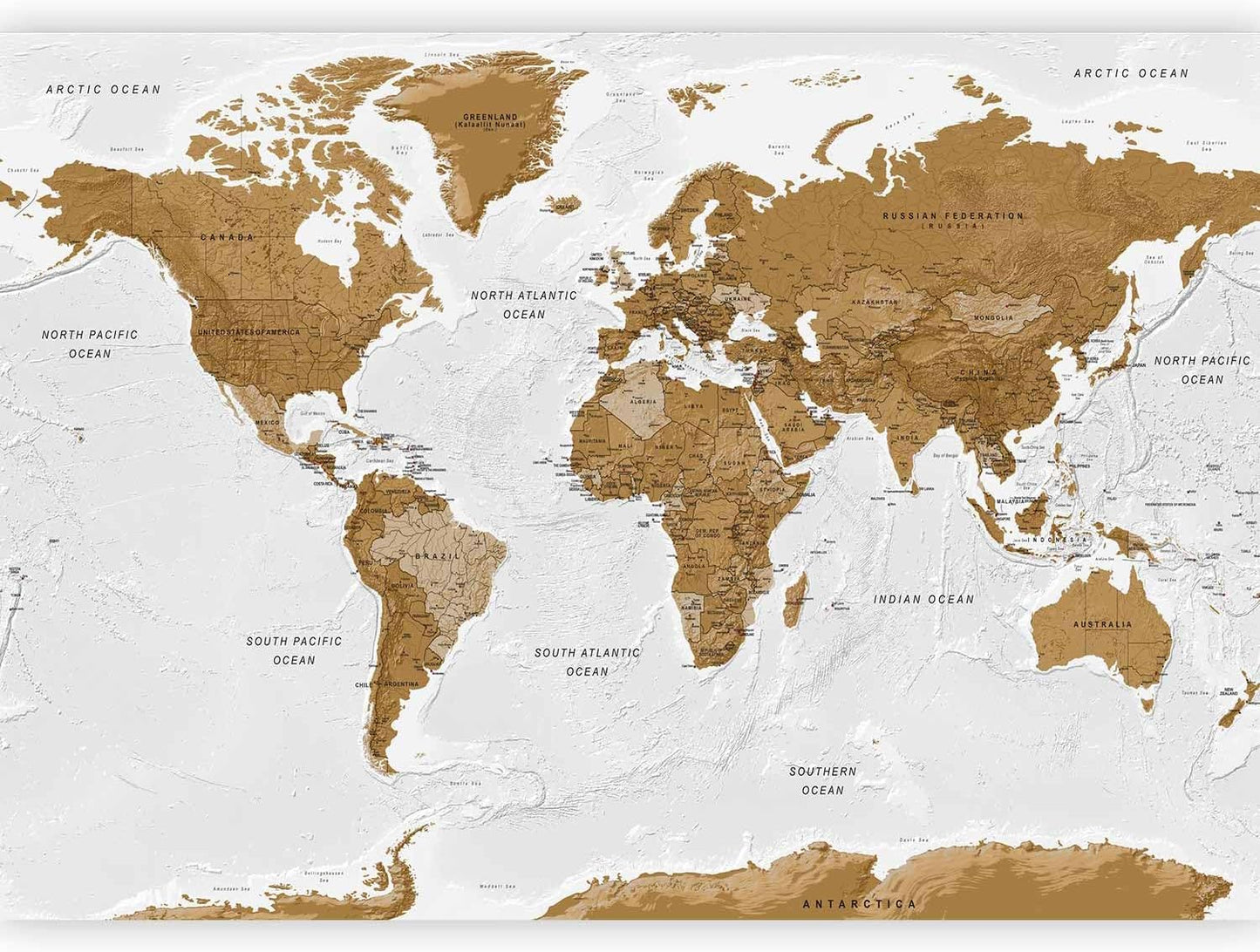 artgeist Premium Wall Mural World Map 138x101 in - XXL Non-Woven Wallpaper Fleece Wall Decor Photo Print Picture Image Design Home Map of The World k-A-0093-a-a