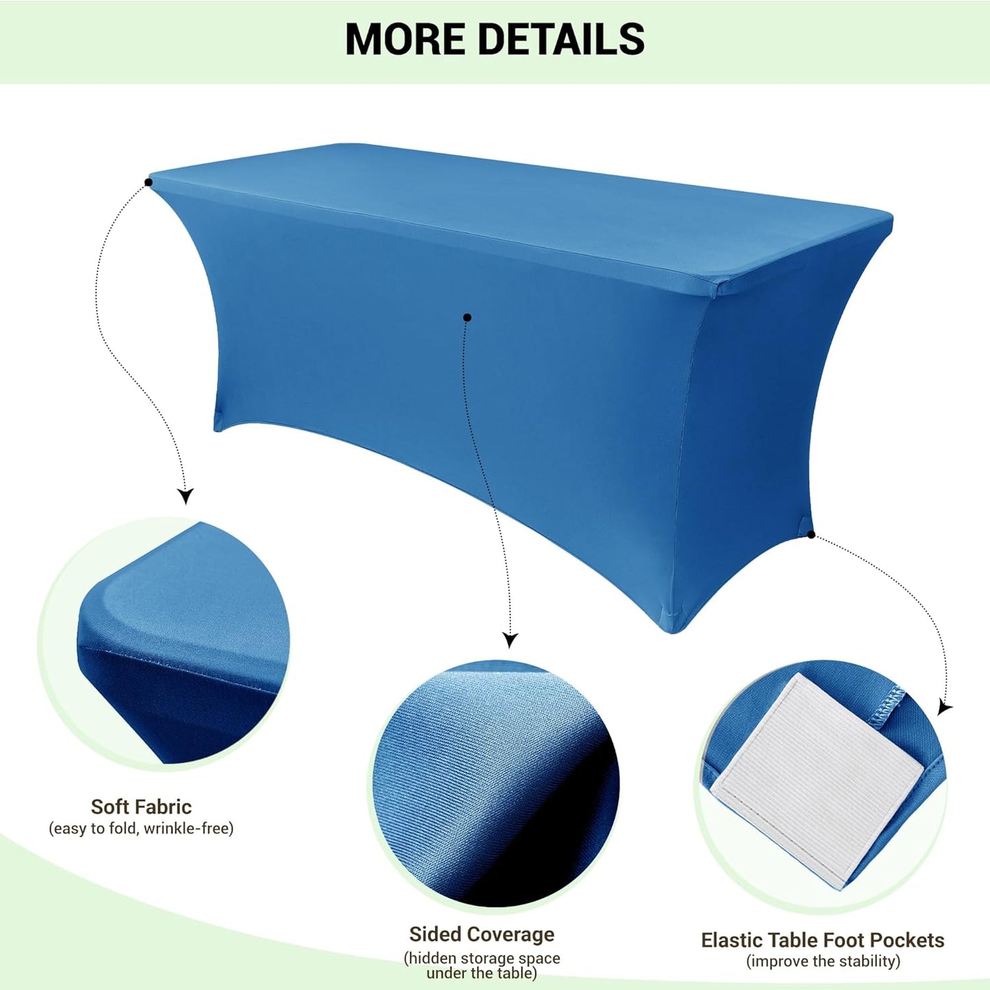 Obstal 8Ft Stretch Spandex Table Cover for Standard Folding Tables - 2 Pack Universal Rectangular Fitted Tablecloth for Party, Banquet, Events, Trade Show (Aqua, 96L x 30W x 30H Inches)