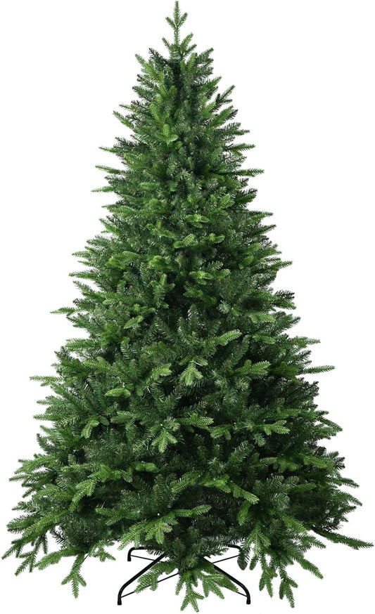 6FT Artificial Christmas Tree with 1413 PE&PVC Mixed Branch Tips, Unlit Hinged Premium Spruce Fake Xmas Trees, Green, Foldable Base
