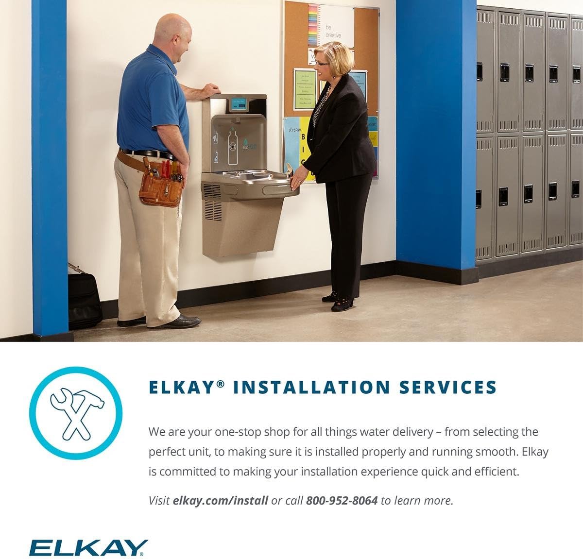 Elkay LZS8WS ezH2O Wall Mounted Drinking Fountain with Hands Free Bottle Filling Station and Water Cooler - Stainless Steel