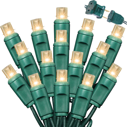 600LED (12pk of 50L) String Lights,Twinkle, LED Christmas Lights, 6" SPACING,Green Wire,Warm White