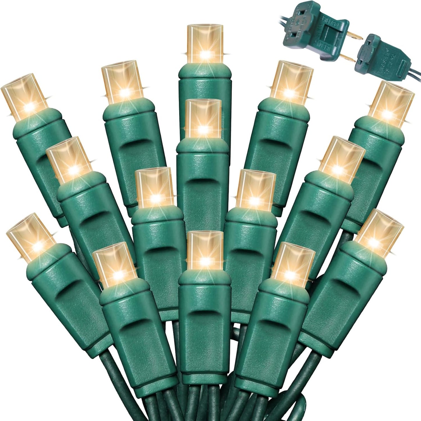 200LED (4pk of 50L) String Lights, LED Christmas Lights, 6" SPACING,Green Wire,Warm White