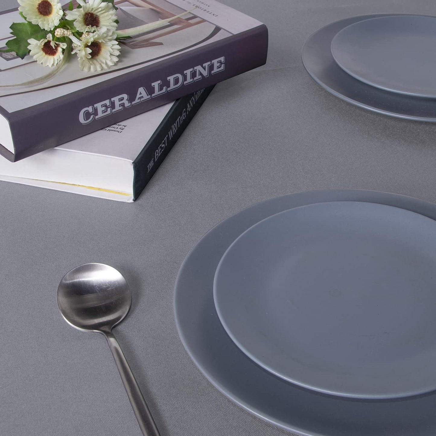 sancua Rectangle Tablecloth - 70 x 120 Inch - Stain and Wrinkle Resistant Washable Polyester Table Cloth, Decorative Fabric Table Cover for Dining Tables, Buffet Parties and Camping, Light Grey