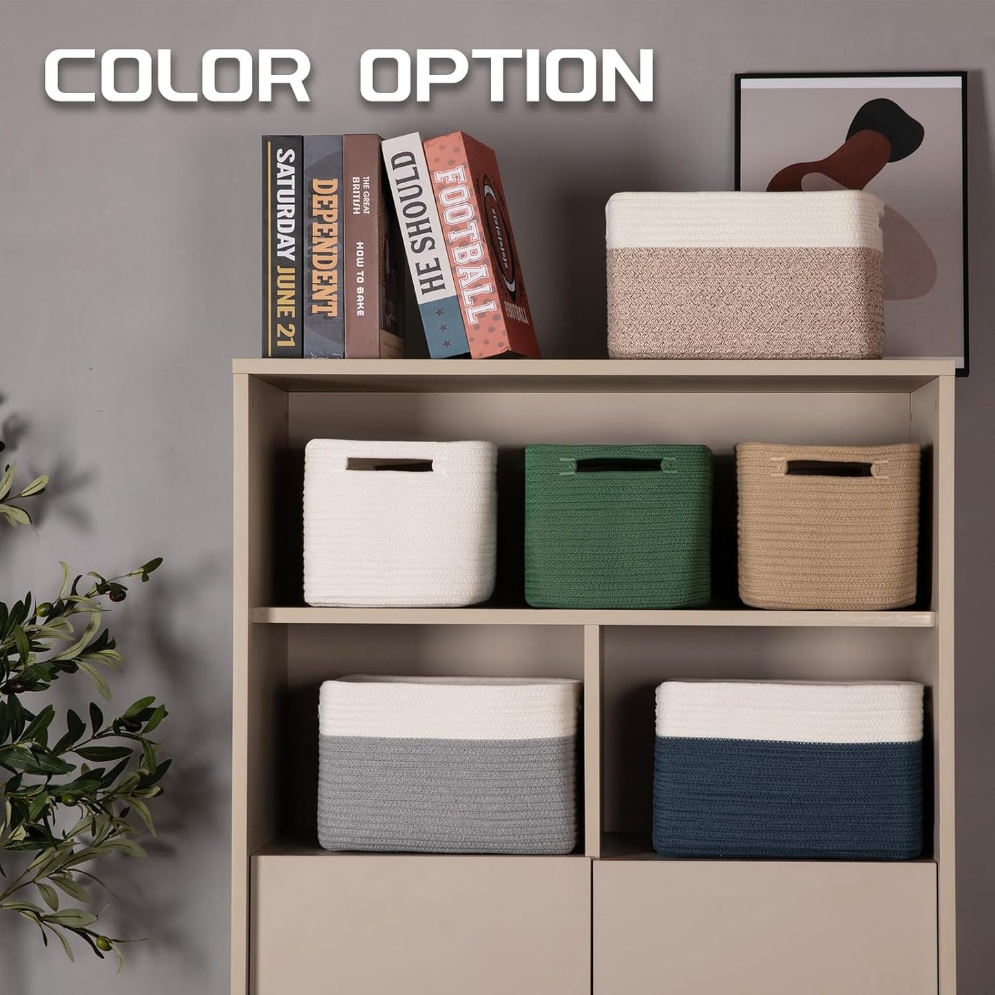 4 Pack Storage Baskets for Organizing, Woven Baskets for Shelves - Perfect for Toys, Books, Towels, and Clothes, Durable Gift Basket Bins Toy Storage, 12.7''L x9''W x7.8''H, White