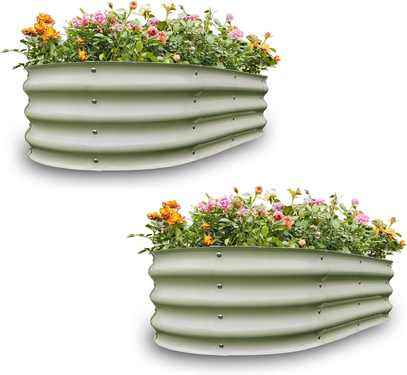 Gardmax 2 Pack Galvanized Raised Garden Bed, Lightweight Planter Boxes Outdoor with Easy Assembly, Large Garden Bed for Vegetables, Fruits, Flower