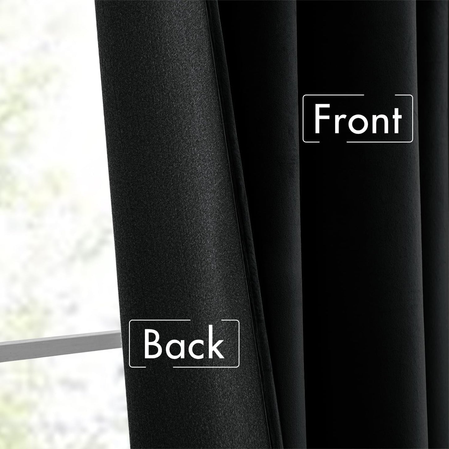 MIULEE Black Velvet Curtains 90 inches Long 2 Panels - Luxury Pinch Pleated Room Darkening Window Drapes for Bedroom Living Room Thermal Insulated Super Soft Blackout, Back Tab Rod Pocket