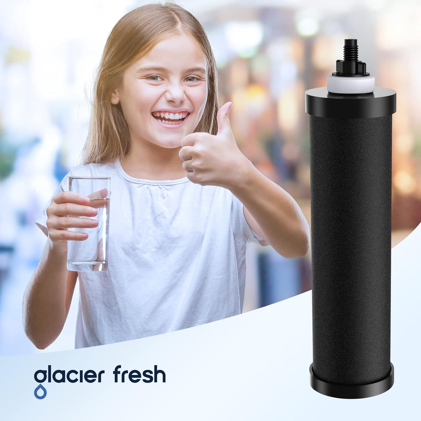 GLACIER FRESH Replacement for BB9-2 Black Purification Water Filter, Compatible with Berkey® BB9-2 Black Filters and Berkey® Gravity Water Filter System, 3 Pack