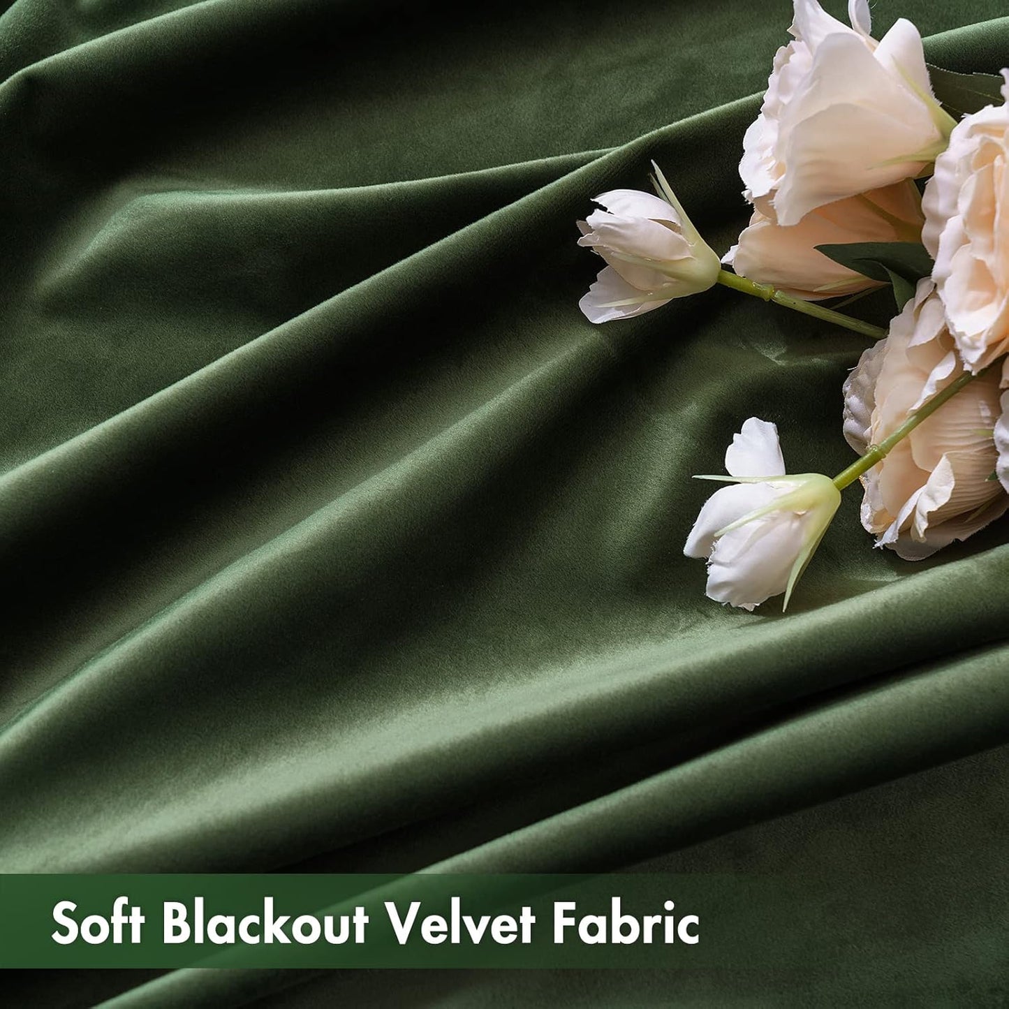 MIULEE Olive Green Velvet Curtains Thermal Insulated Blackout Curtain Drapes for Bedroom Living Room Darkening 96 Inches Long Curtains Panels Rod Pocket Set of 2