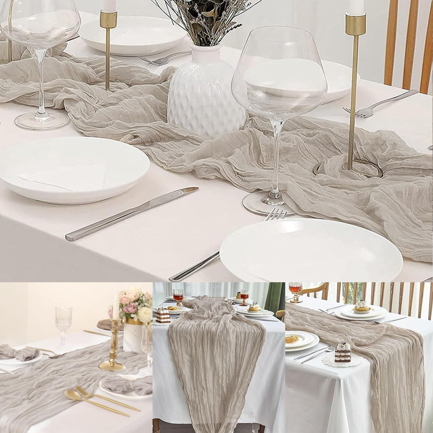 20 Pack Rose Brown Cheesecloth Table Runner 10FT Rustic Gauze Fabric Cheese Cloth Table Runner for Wedding Bridal Baby Shower Table Decor Boho Sheer Birthday Party Table Decorations 20 x 120 Inch Long