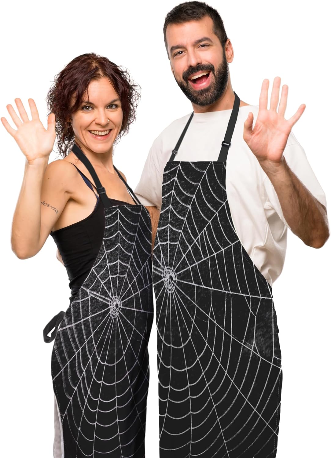 Makeup Apron for Men Spider Web Cooking Aprons for Women for Kitchen Cooking Restaurant BBQ Painting Crafting Gardening 27” (W) x 31” (H), Waterproof Apron