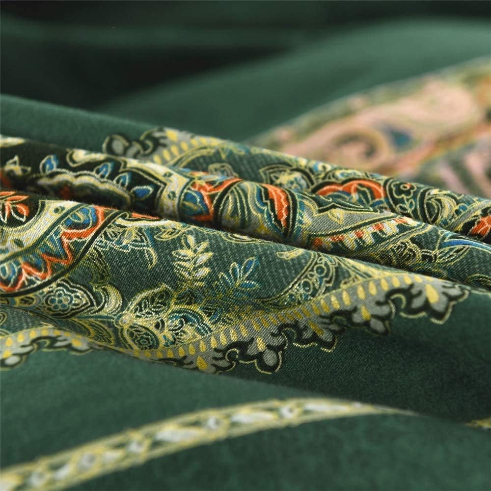 ABREEZE Bohemian Vintage Cal.King Size Floral Cotton Bedding Set 3Pcs Duvet Cover Set Boho Green Paisley 100% Egyptian Brushed Cotton Reversible Home Bedding Collection