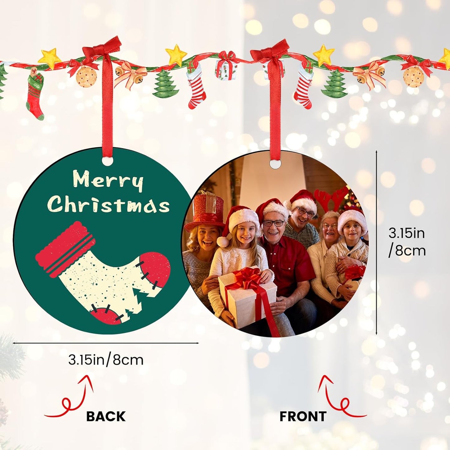 Personalized Christmas Ornaments with Photo - Custom Wood Christmas Ornament - Wedding Gifts for Couples, Engagement Gifts for Couples