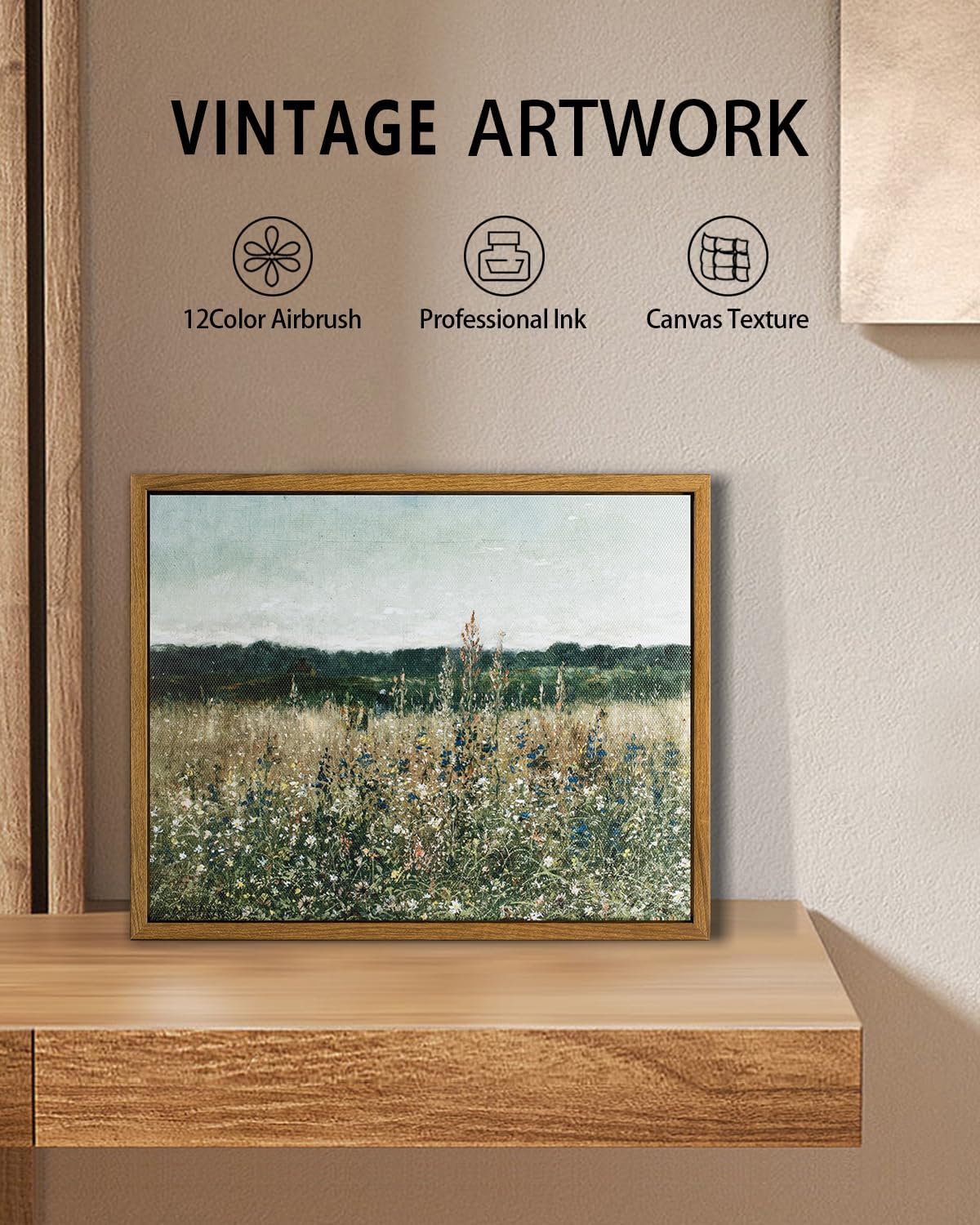 Framed Wall Art, Canvas Wall Art for Living Room Decor,Wall Decor Aesthetic, Country Nature Landscape Painting for Bedroom Bathroom Office Home Decor