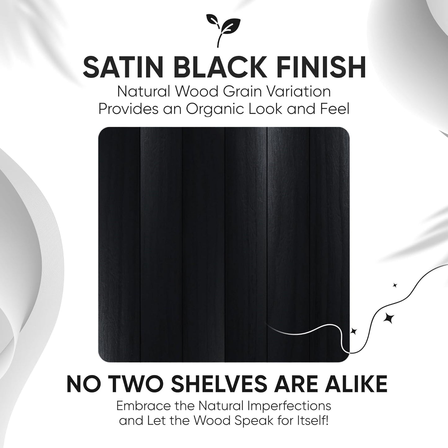 Homeforia Black Floating Shelf 18 inch, High End Solid Real Wood 18inch Bathroom Floating Shelves for Wall Mounted, Black Wooden 18in Floating Shelves, Heavy Duty Bracket, 18 X 6.5 X 1.75 in, Set of 2