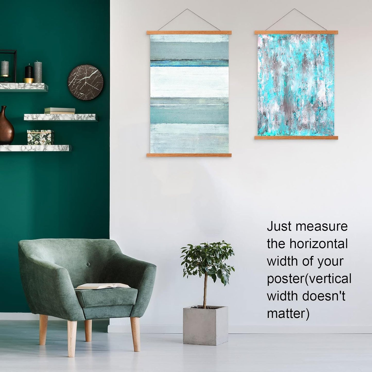 FALAMON Magnetic Poster Hanger Frame, 42x30 42x28 42x24 Teak Wood Magnet Poster Frame for Posters, Prints, Photos, Pictures, Maps, Scrolls, and Canvas Artwork