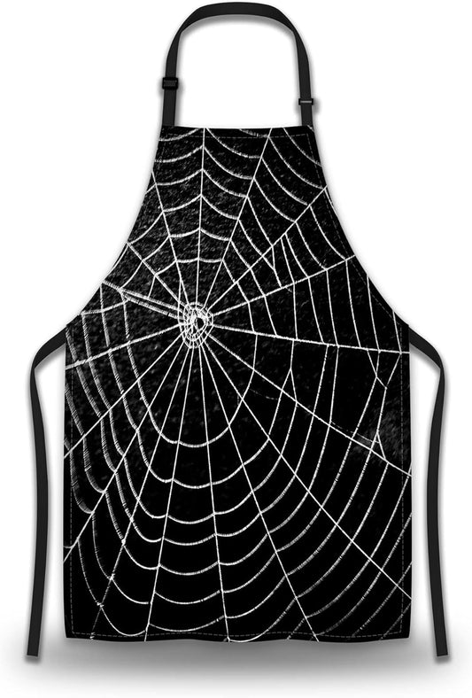 Makeup Apron for Men Spider Web Cooking Aprons for Women for Kitchen Cooking Restaurant BBQ Painting Crafting Gardening 27” (W) x 31” (H), Waterproof Apron