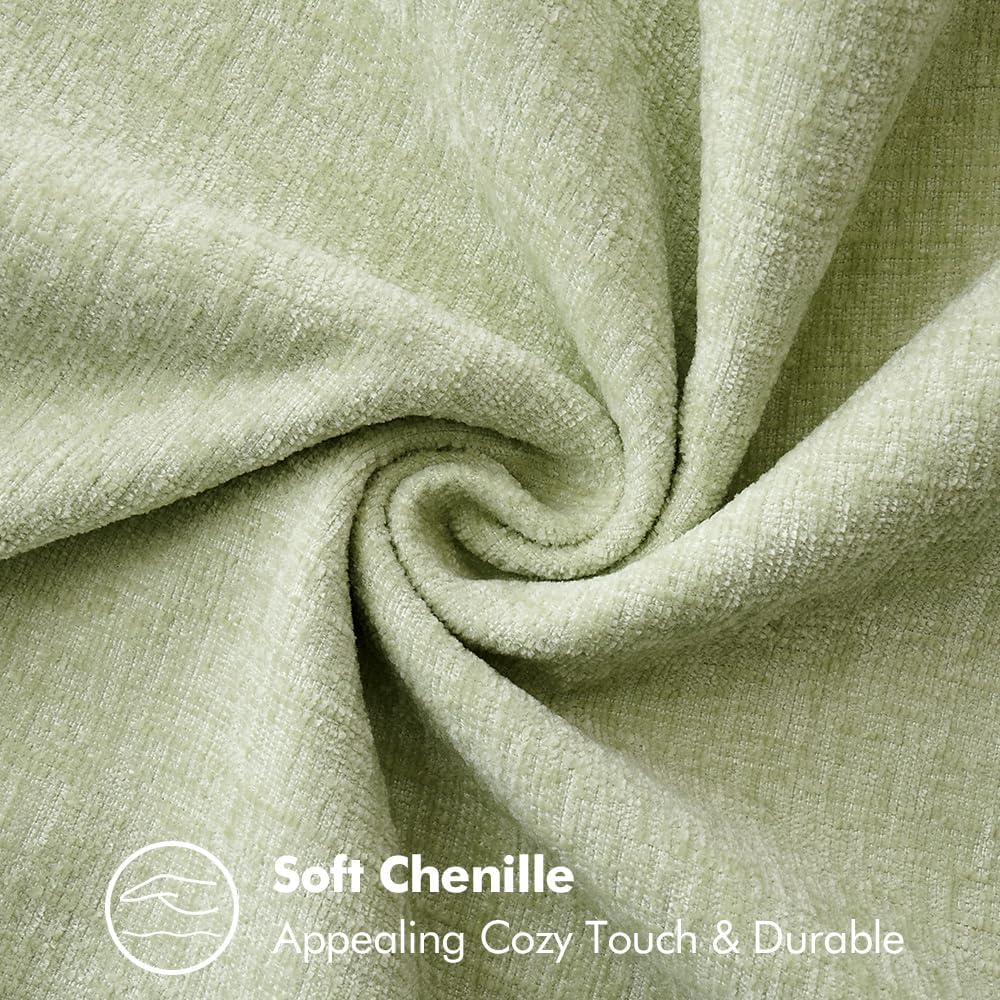 MIULEE Pack of 2 Couch Throw Pillow Covers 12x20 Inch Light Green Farmhouse Decorative Pillow Covers with Stitched Edge Soft Chenille Solid Dyed Spring Pillow Covers for Sofa Bed Living Room