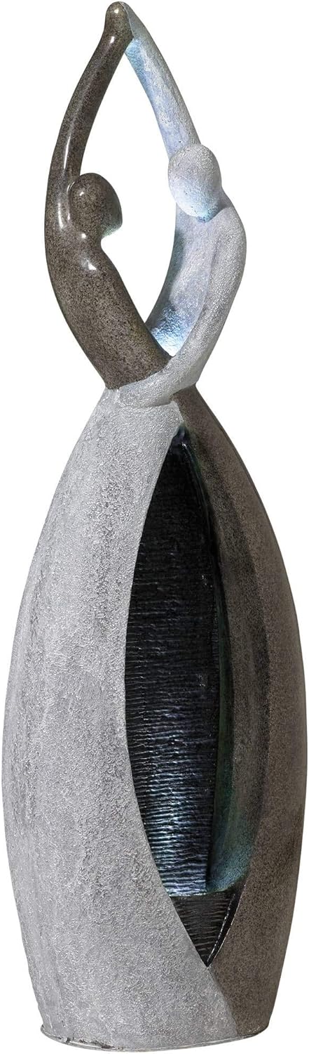Dancing Couple 57" High Large Modern Indoor Outdoor Decor Faux Stone Floor Fountain with Light LED Standing Waterfall Tall Water Feature for Outside Garden Patio Yard Backyard Porch - John Timberland