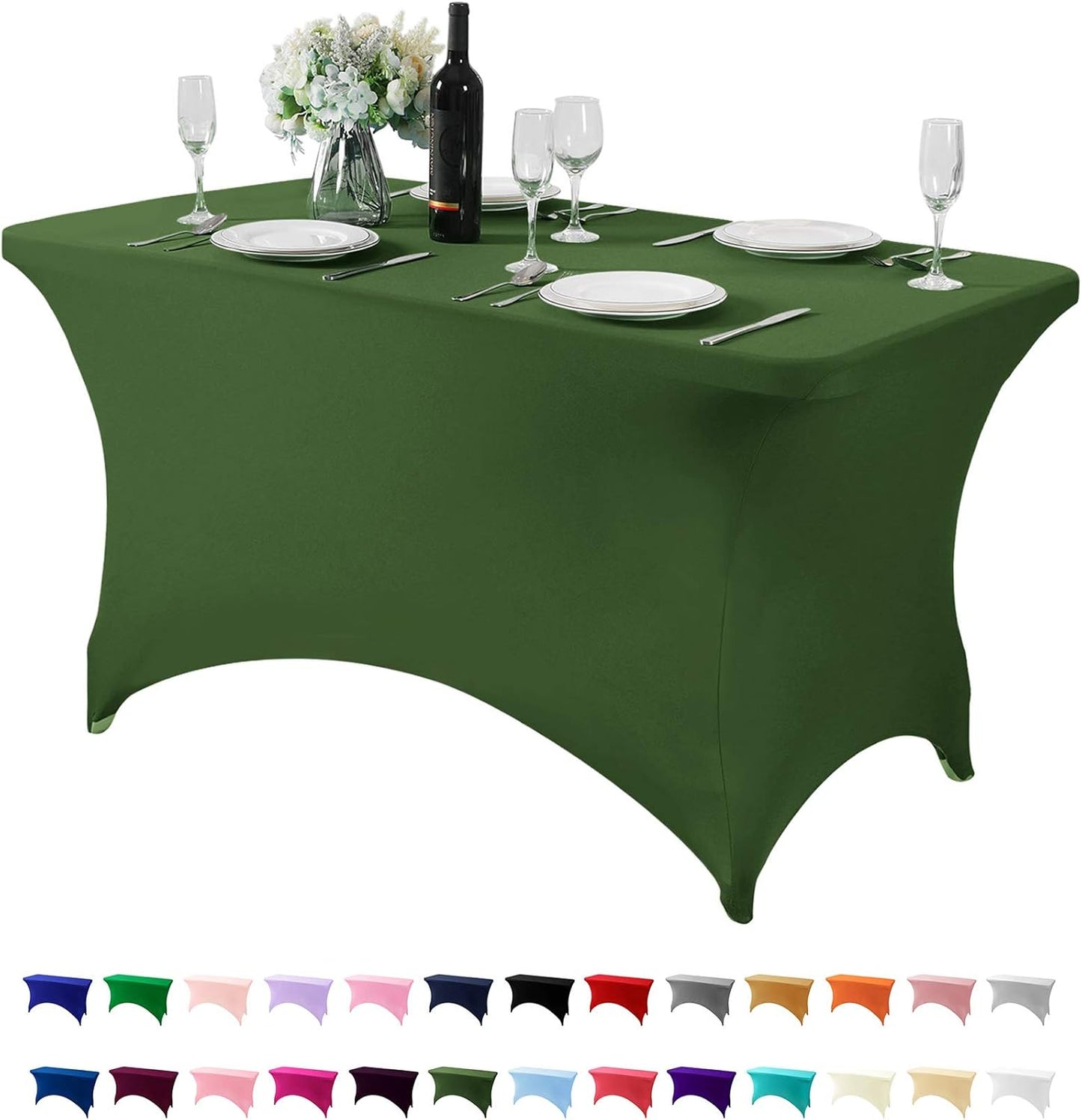Spandex Table Cover for 4FT or 6ft or 8ft Table Universal Fitted Stretch Tablecloth for Party, Banquet, Wedding and Events-Willow