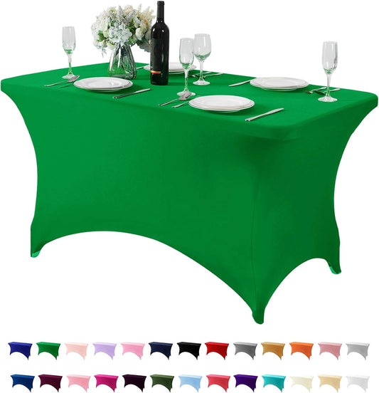 Spandex Table Cover for 4FT or 6ft or 8ft Table Universal Fitted Stretch Tablecloth for Party, Banquet, Wedding and Events-Emerald