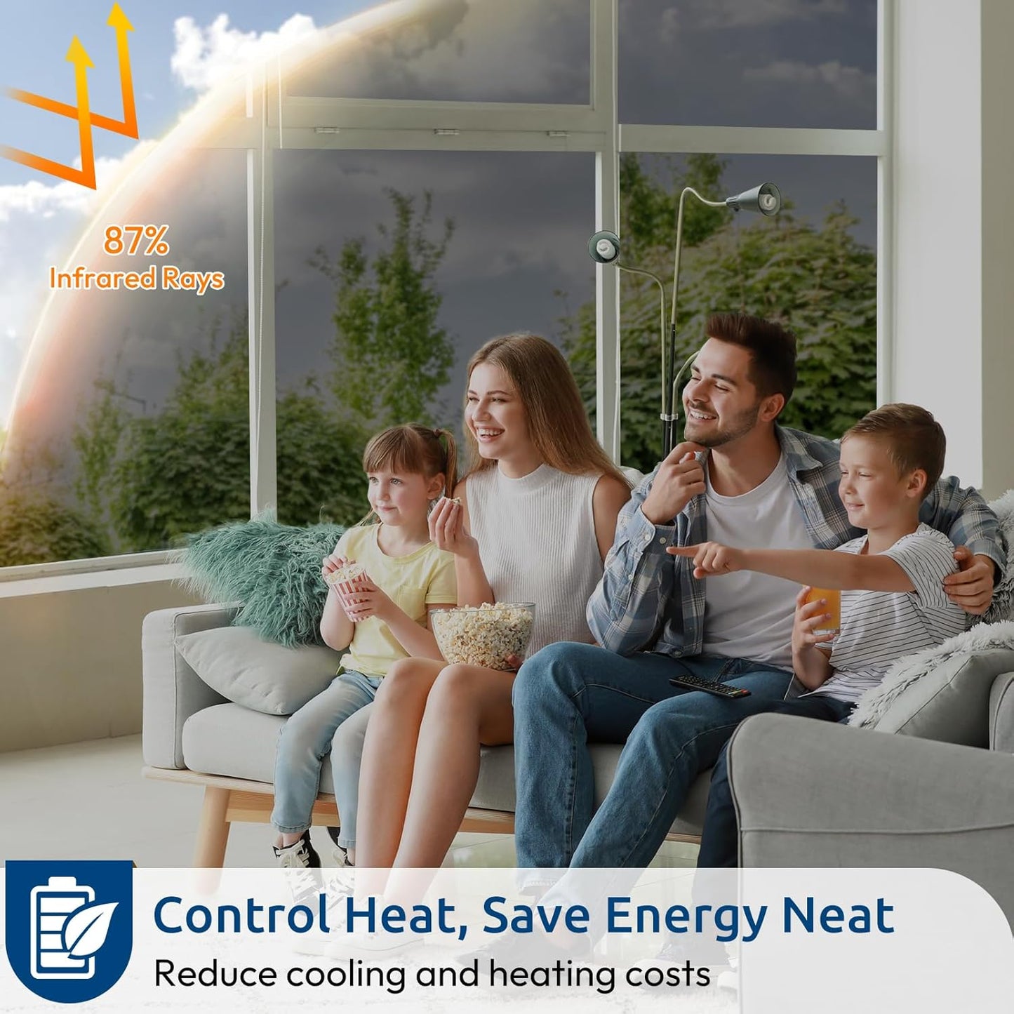 rabbitgoo Window Privacy Film One Way Window Tint for Home, Removable Reflective Heat Sun Blocking Anti UV Glass Door Covering, Mirror Tinting Film House Office, 17.5 in X 9.8 Feet, Black Silver