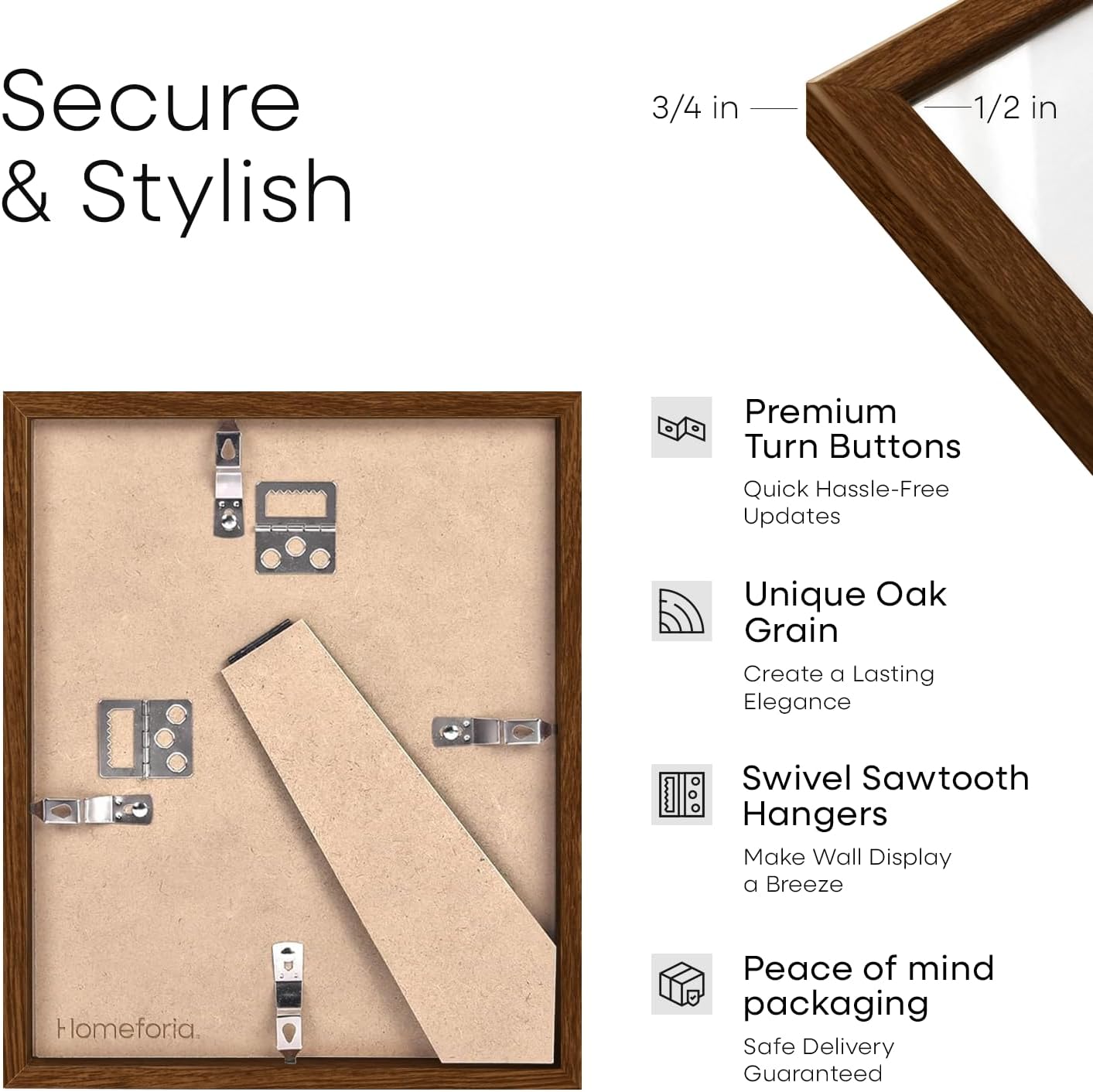 Homeforia 5.5 x 8.5 Business License Frame Brown, High End Dark Oak 5.5x8.5 Wooden Certificate Frames, 5.5 by 8.5 Walnut Wood Document Frame for Wall or Tabletop, Tempered Glass, Wall Kit, Set of 1