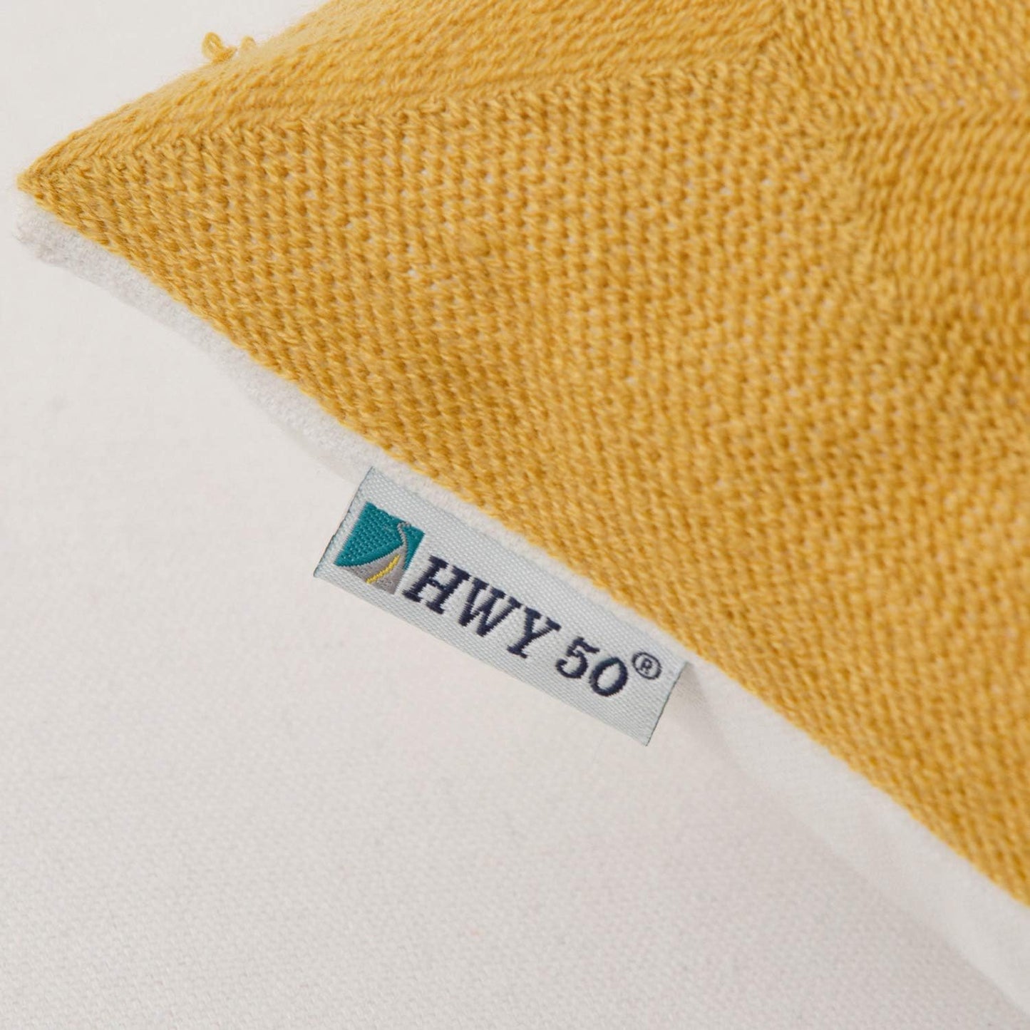 HWY 50 Mustard Yellow Decorative Throw Pillow Covers 18x18 Inch (1 Piece), Embroidered Cotton Modern Farmhouse Cushion Cover Pillow Case for Sofa Couch Living Room Bed, Sunflower