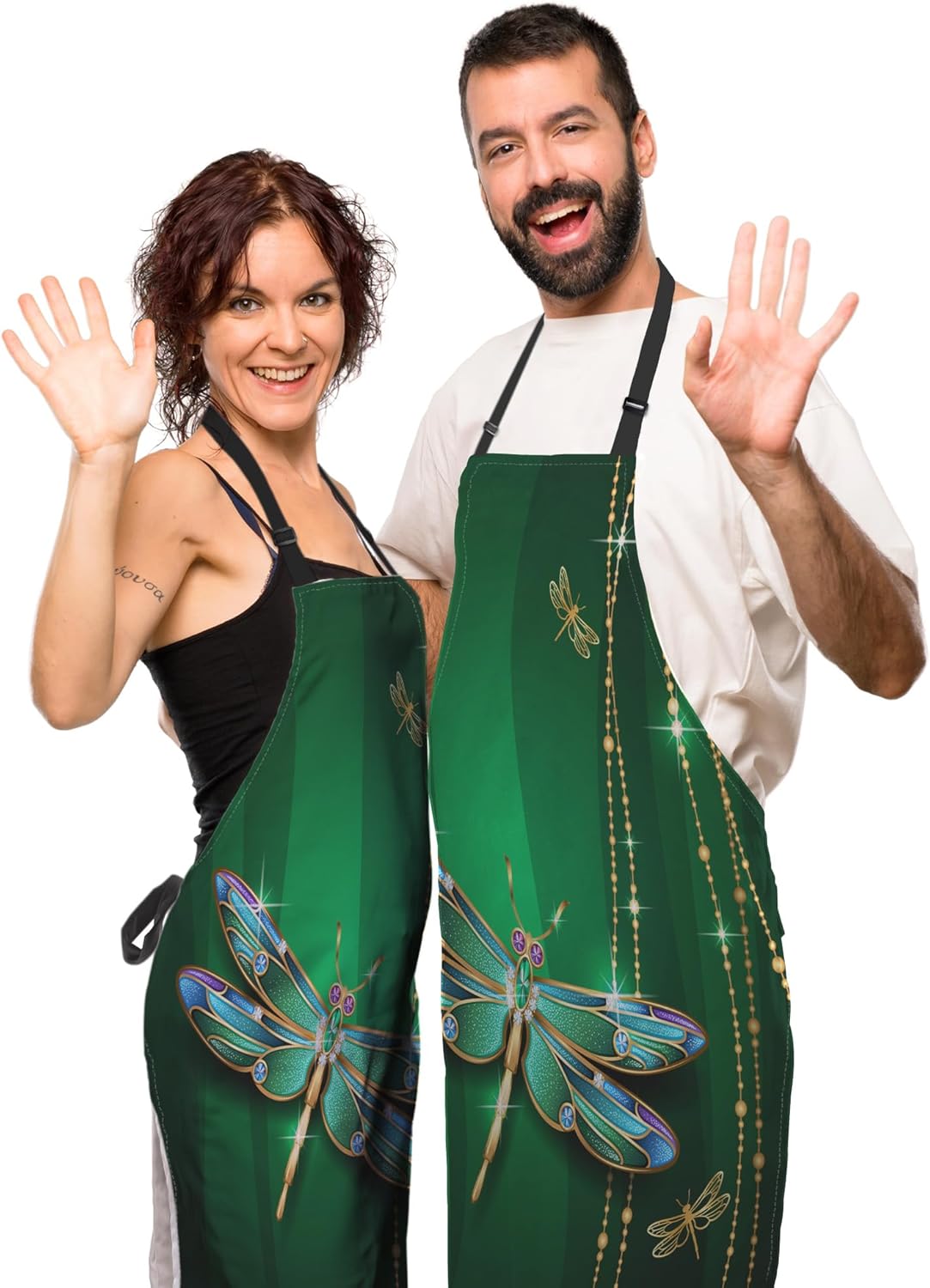 Garden Apron for Women Beautiful Vivid Dragonfly Aprons for Men for Kitchen Cooking Restaurant BBQ Painting Crafting Gardening 27” (W) x 31” (H), Waterproof Aprons