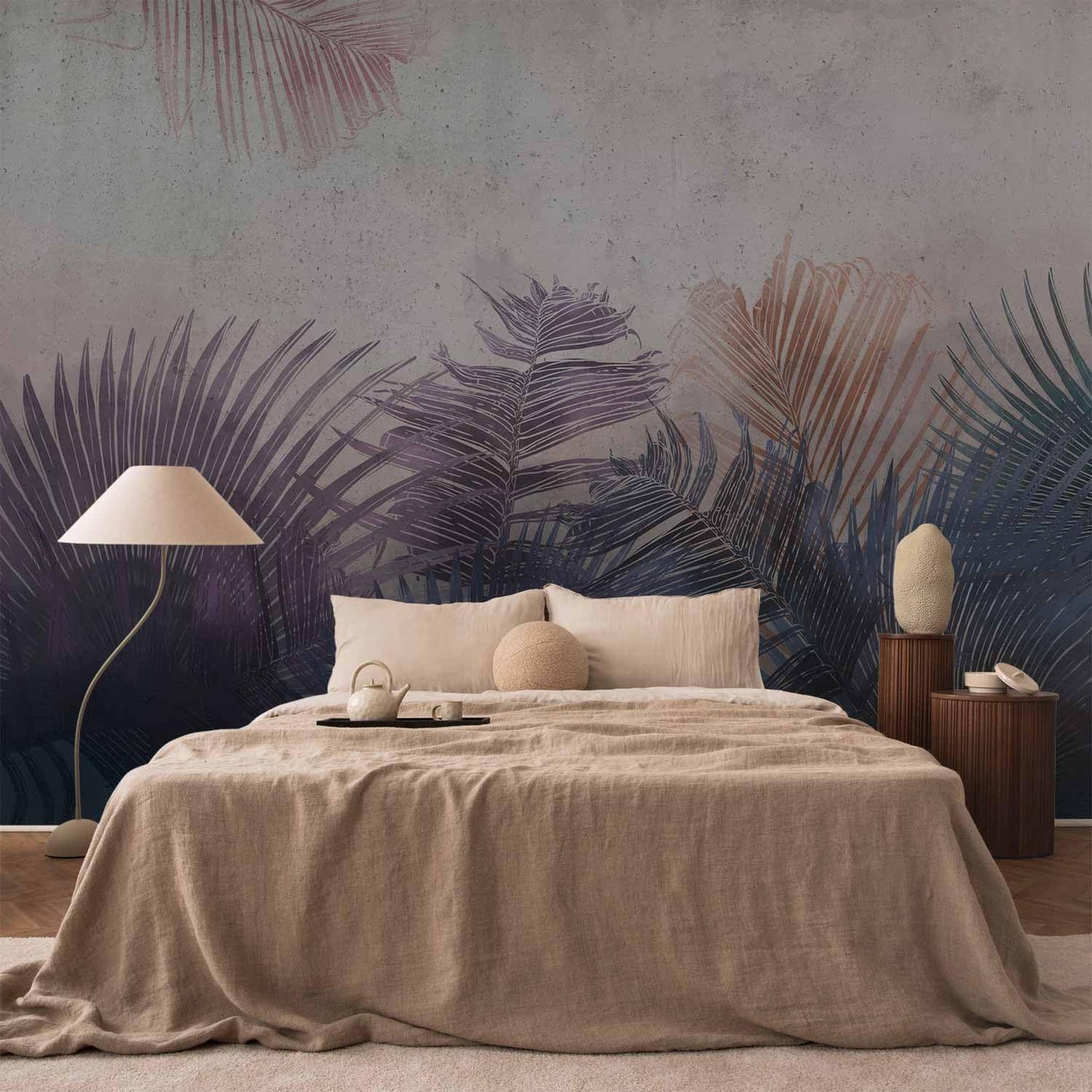 artgeist Premium Wall Mural Jungle 138x101 in - XXL Non-Woven Wallpaper Fleece Wall Decor Photo Print Picture Image Design Leaves Botanical Nature Purple Grey b-A-0827-a-a