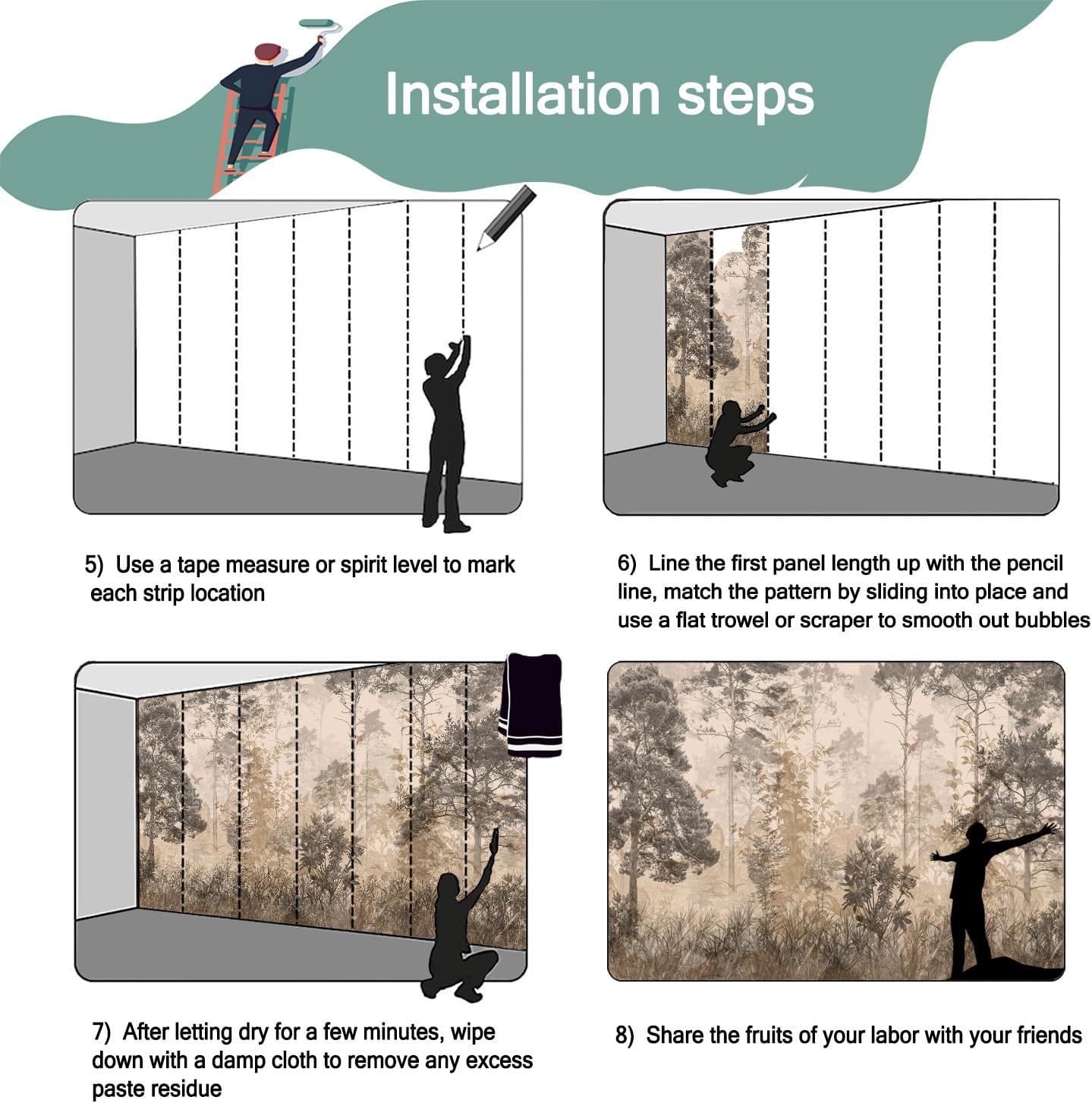 -Vintage Forest Natural Wall Bedroom Mural XT18 S 100" x 65"