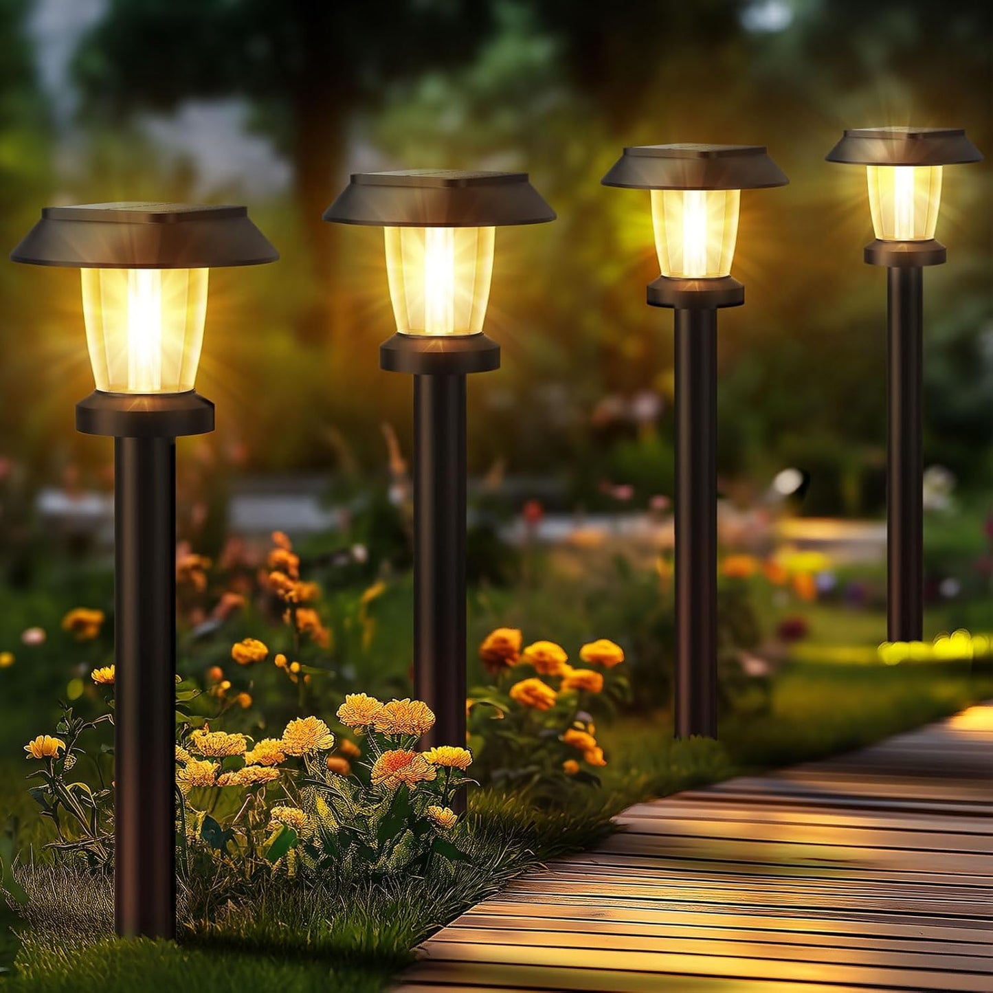 ALEPOD Solar Pathway Lights Outdoor - 12 Pack Solar Powered Garden Lights Waterproof, Decor Landscape Lighting with Three Lighting Modes for Yard, Lawn, Walkway, Driveway, Warm White