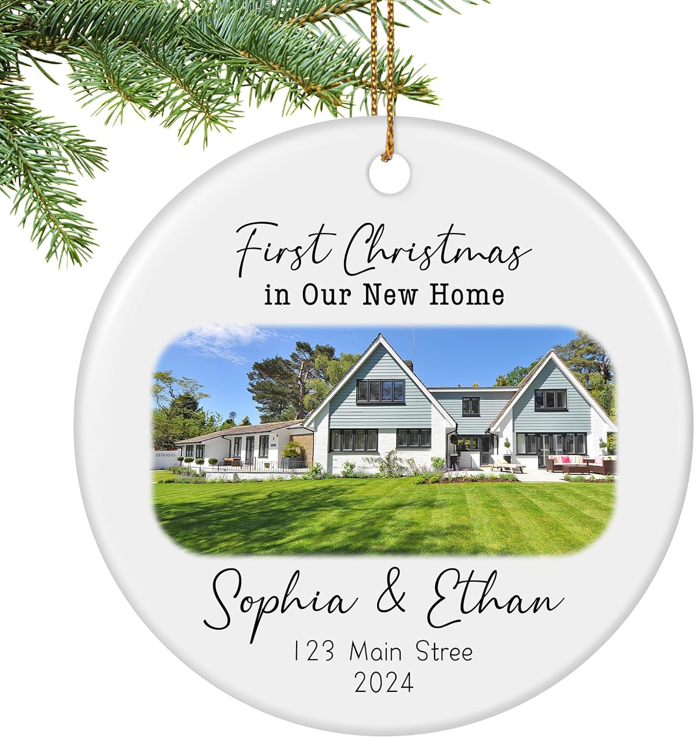 Personalized First Christmas in Our New Home Ornament 2025, New House Photo Christmas Ornaments for Christmas Tree, House Warming Gifts for Couples, First House Gifts for Owners, Men Women
