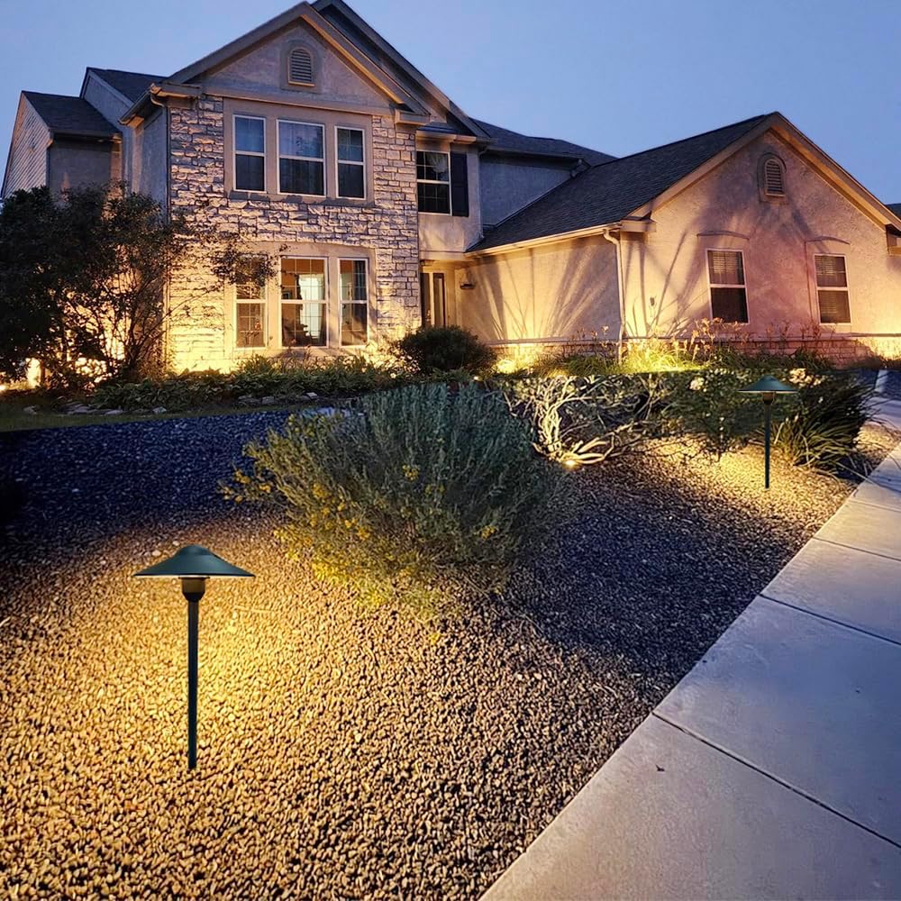 Arrownine Cast Aluminum Low Voltage Landscape Path Area Spread Lighting Pathway Lights Included Ground Spike,Wire Connectors Free Replaceable 3 Watts G4 LED Bulb Warm White 2-Pack (Black Finish)