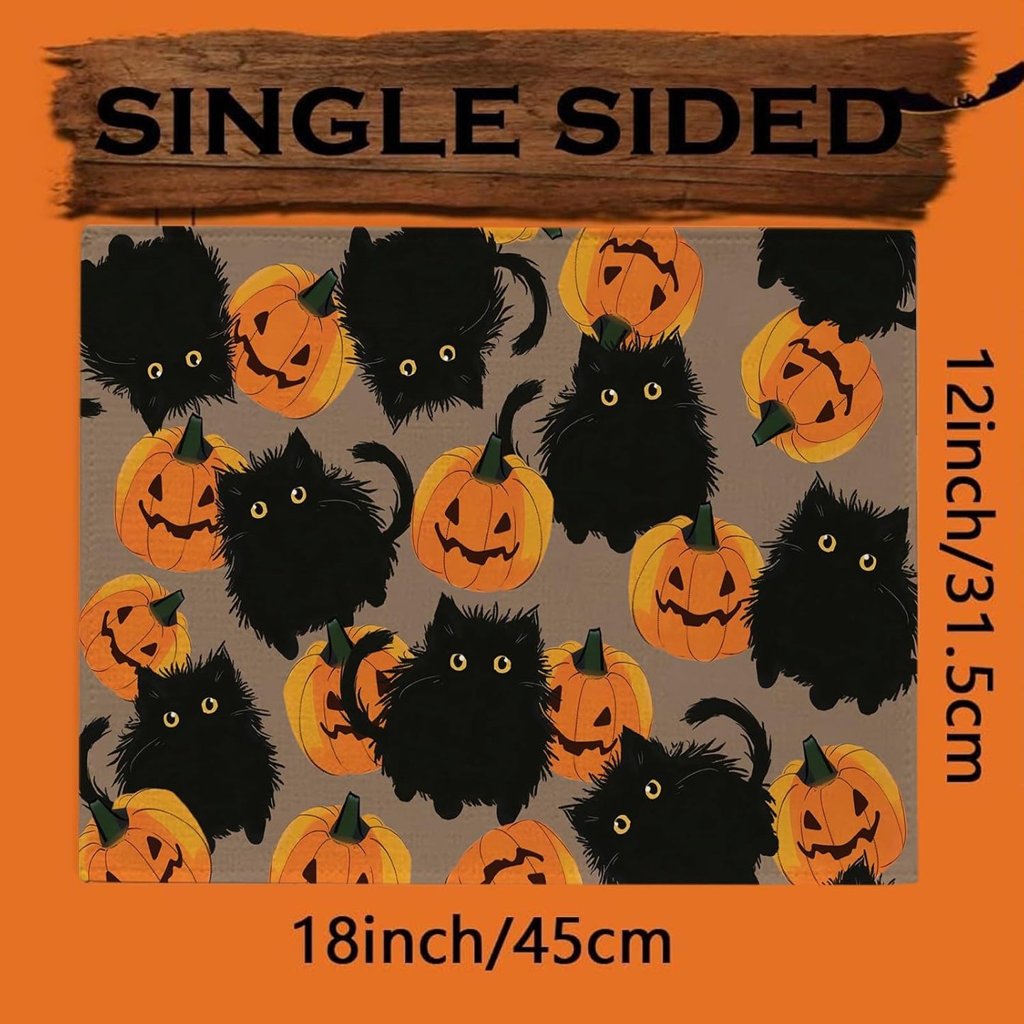 Halloween Placemats Cat Pumpkin Set of 4 Table Mats Seasonal Cute Home Party Kitchen Dining Table Decorations