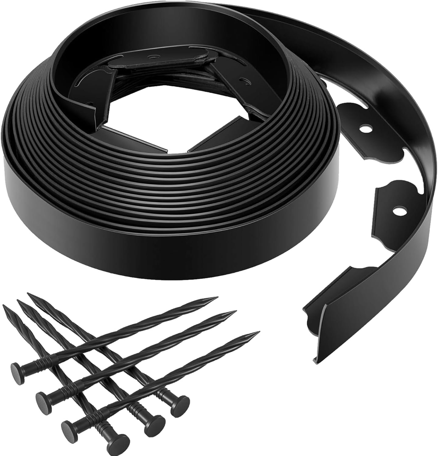 GOTGELIF No Dig Landscape Edging Border, 2'' Tall 40FT Garden Edging Kit with 60pcs Anchoring Stakes for Lawn, Flower Beds, Gardens and Yards (Black)