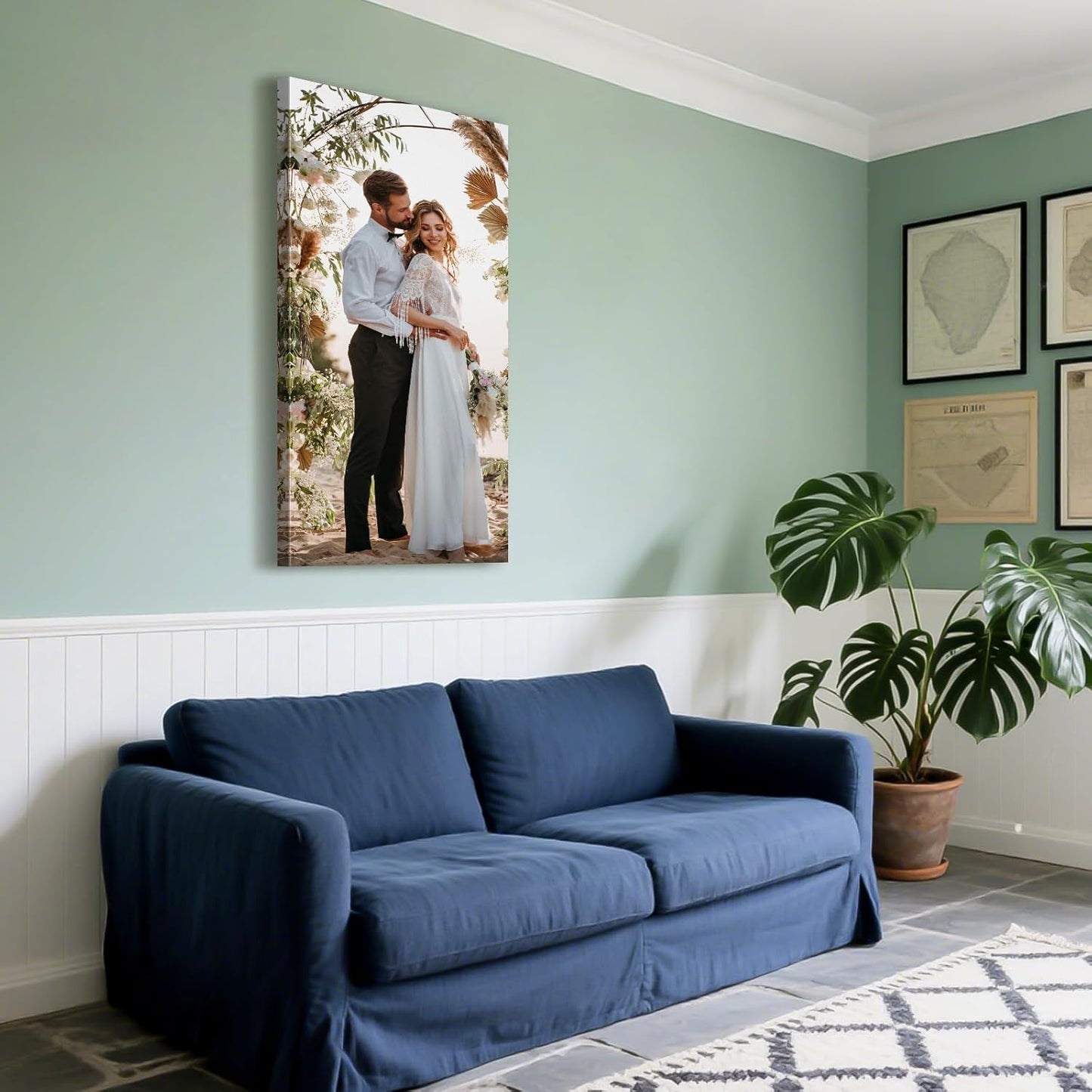 Custom Canvas Prints with Your Photos - Personalized Pictures Print, Customized Photo Gifts, Wall Art Poster Canvas Printing for Wedding, Family, Baby, Pets, Home Office Decor, Wrapped Frame 16x36