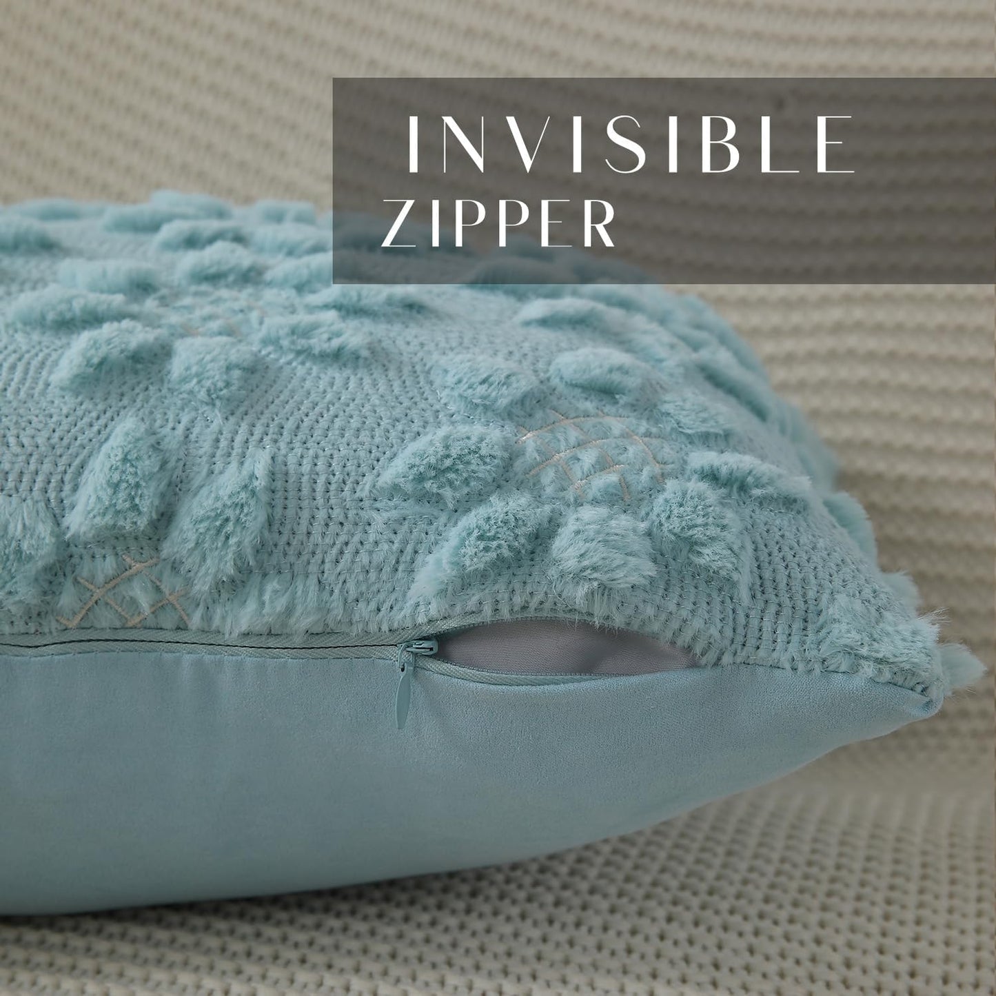 DFXSZ Spring Summer Pillow Covers 18x18 inch Set of 2 Farmhouse Decor White Flower Heart Sunflower Blue Soft Plush Faux Fur Jacquard Throw Pillows for Sofa Holiday Spring Home Decor PTK024G18