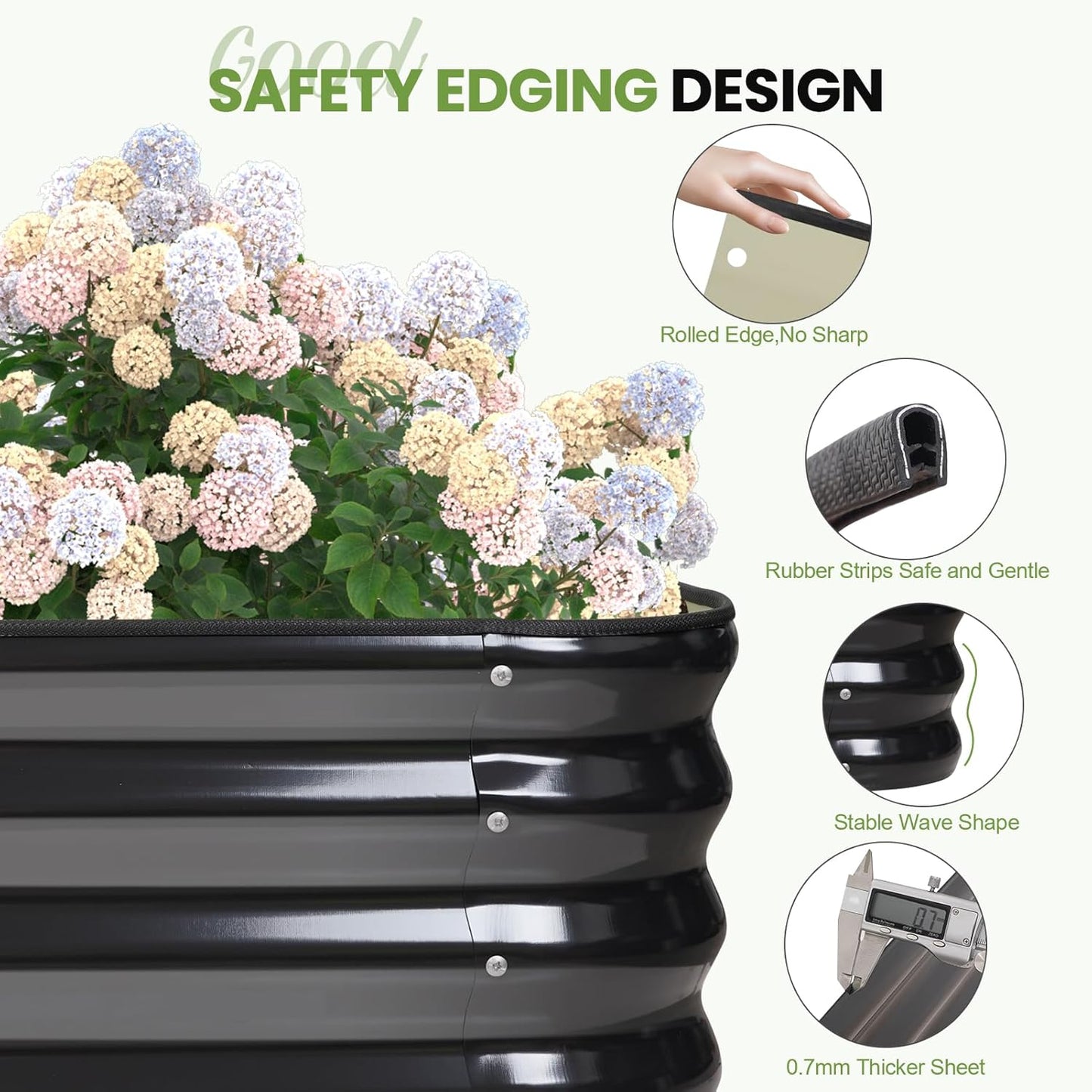 5-in-1 Adjustable Raised Garden Bed Kit | Galvanized Planter Boxes for Vegetables, Flowers | 12" Tall, Multiple Sizes (8x3x1ft, 9x2x1ft, 10x1x1ft, 6x5x1ft, 7x4x1ft) | Outdoor Metal Raised Bed, Grey