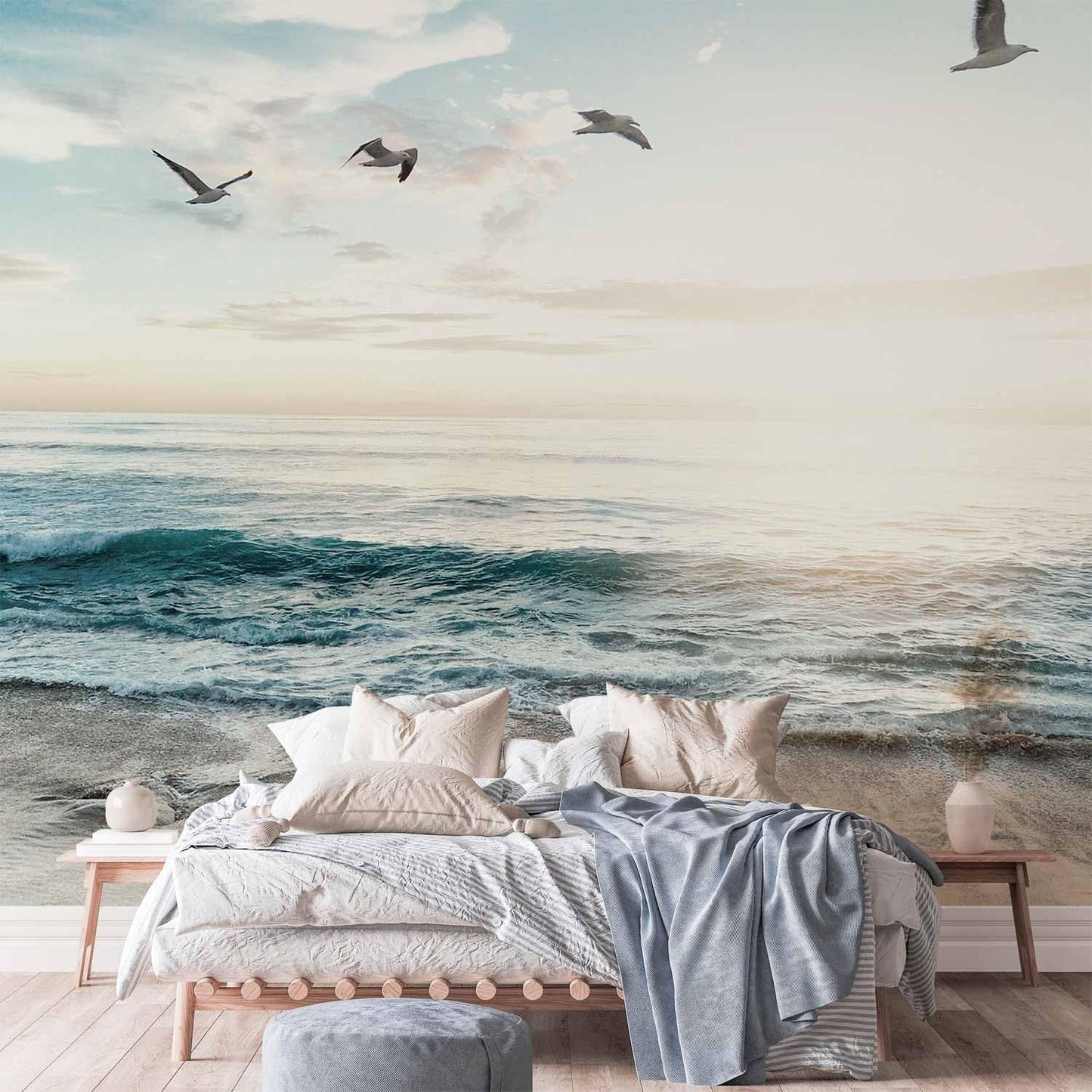 artgeist Wall Mural Nature 216x98 in - XXL Non-Woven Corner Wallpaper Fleece Angle Wall Decor Photo Print Picture Beach Sand Blue Sea View b-B-10023-a-b