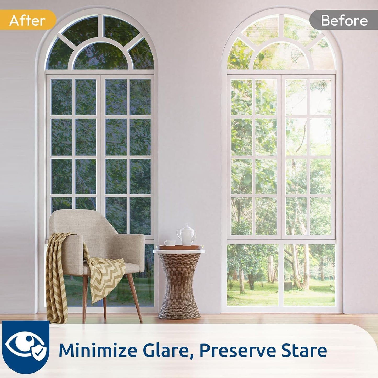 rabbitgoo Window Privacy Film One Way Window Tint for Home, Removable Reflective Heat Sun Blocking Anti UV Glass Door Covering, Mirror Tinting Film House Office, 29.5 in X 6.5 Feet, Blue Silver