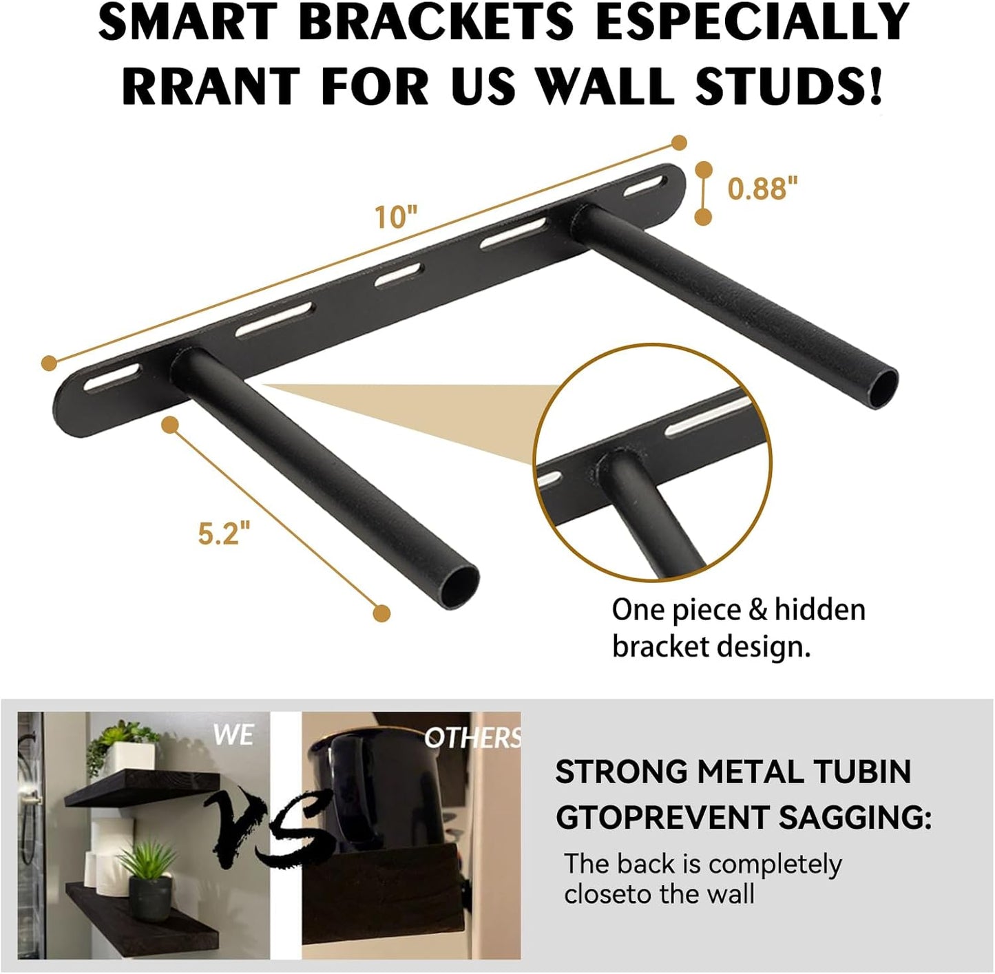 BGMG Wood Floating Shelves 16 inch, Wide Rustic Wooden Wall Shelves for Bathroom Living Room Bedroom Kitchen Farmhouse Set of 2-16x 6.7 x1.25 inch- Black