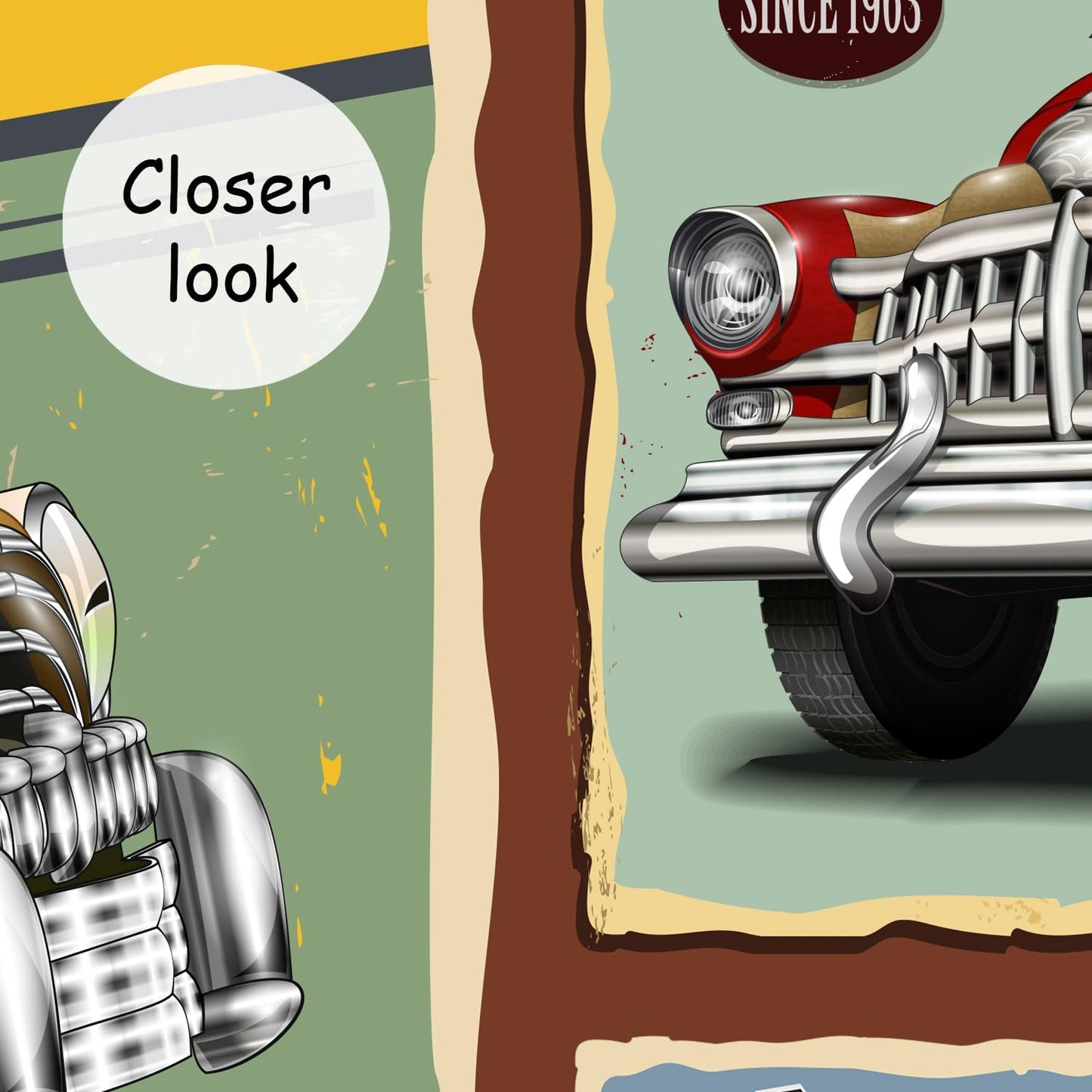 AFZEVEB-Car Poster Wallpaper Vintage Wall murals for Bedroom 114"x74" (Not Peel and Stick)